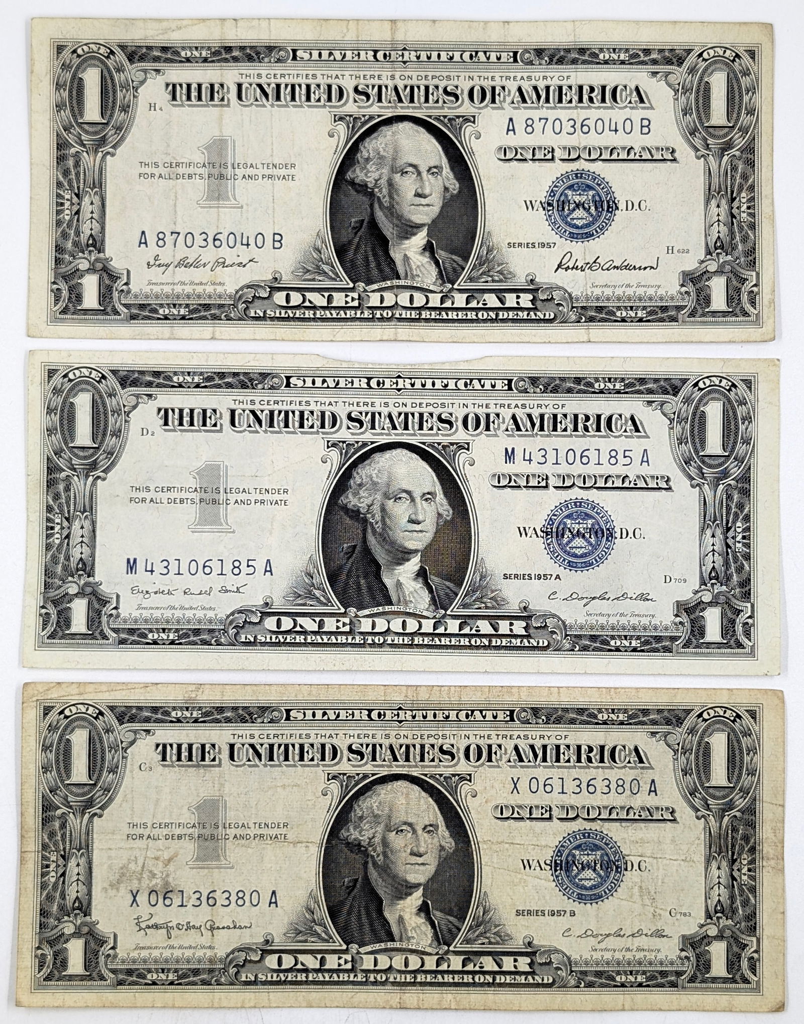 Lot of 3 - 1957 A/B $1 Notes - Silver Certificates (1 of 2)