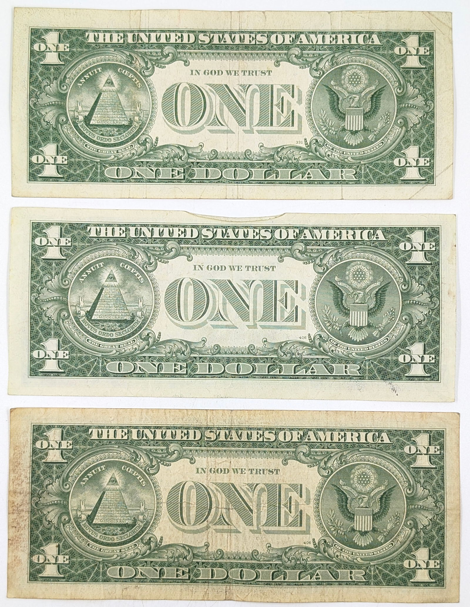 Lot of 3 - 1957 A/B $1 Notes - Silver Certificates - 2