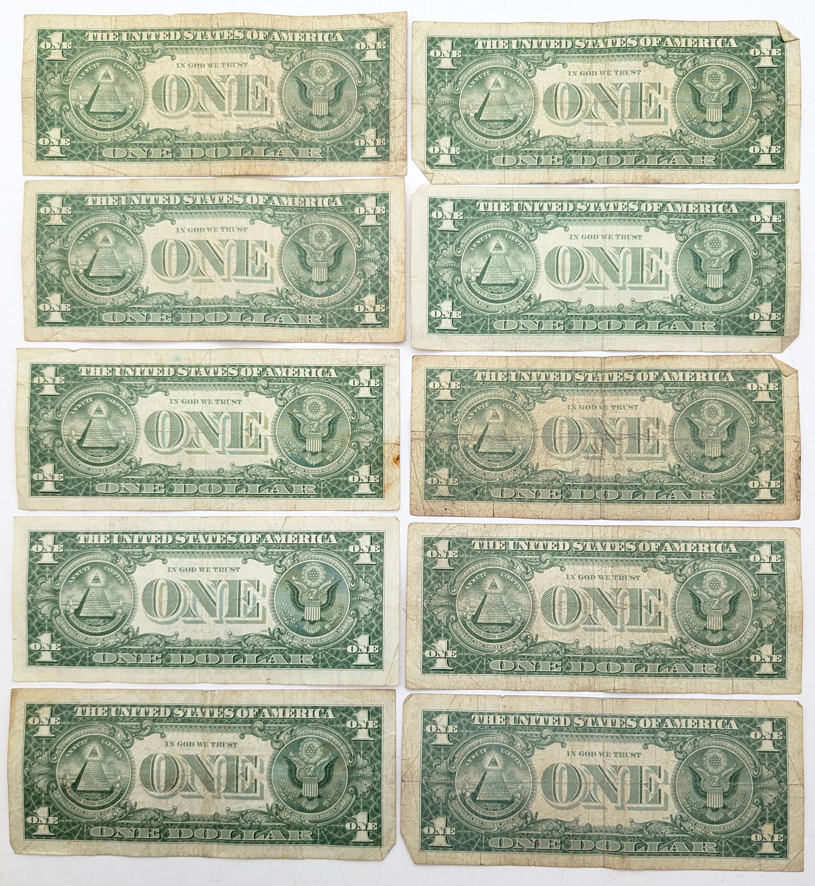 Lot of 10 - 1957 A/B $1 Notes - Silver Certificates - 2