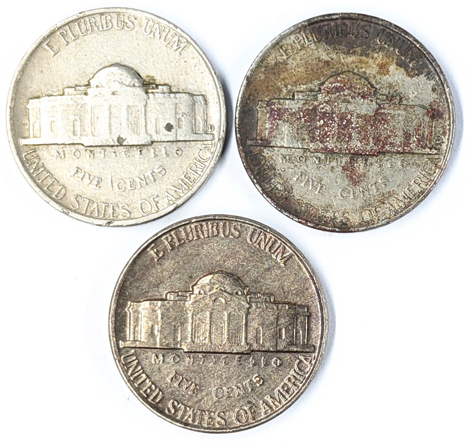 Lot of 3 Jefferson Nickels - 1953-D, 1955-D, 1958 - 2