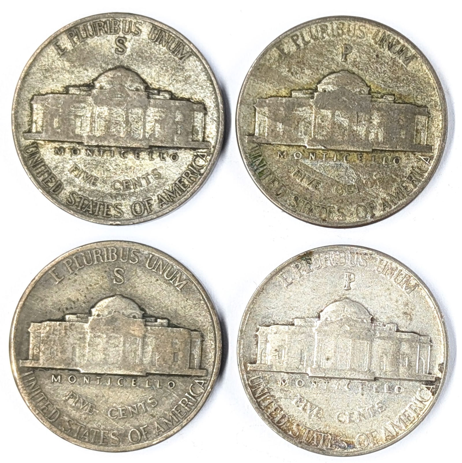 Lot of 4 Silver War Nickels - 1942-1945 - 2