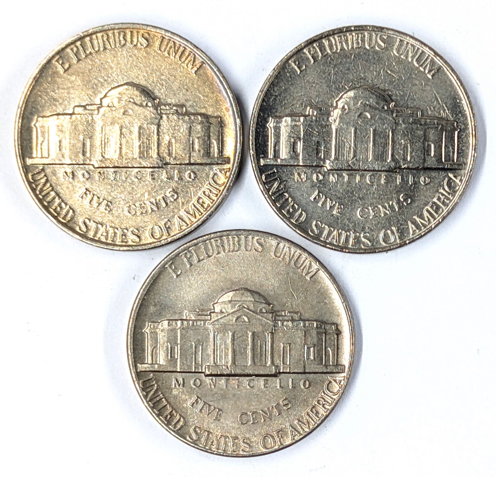 Lot of 3 Jefferson Nickels - 1964(2), 1974-D - BU - 2