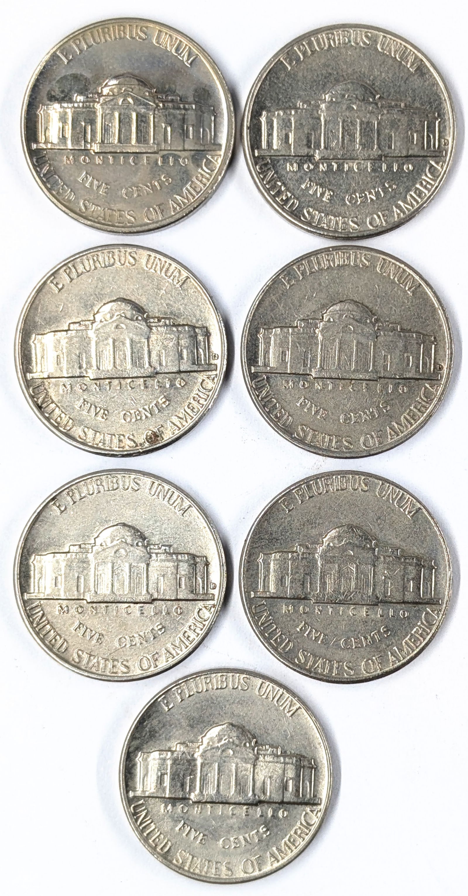 Lot of 7 Jefferson Nickels - 1961-1968 - BU - 2