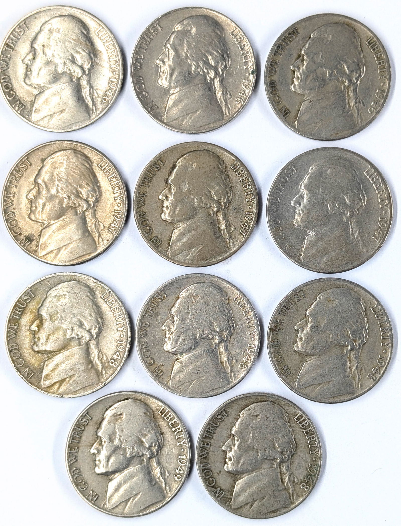 Lot of 11 Jefferson Nickels - 1946-1948 (1 of 2)