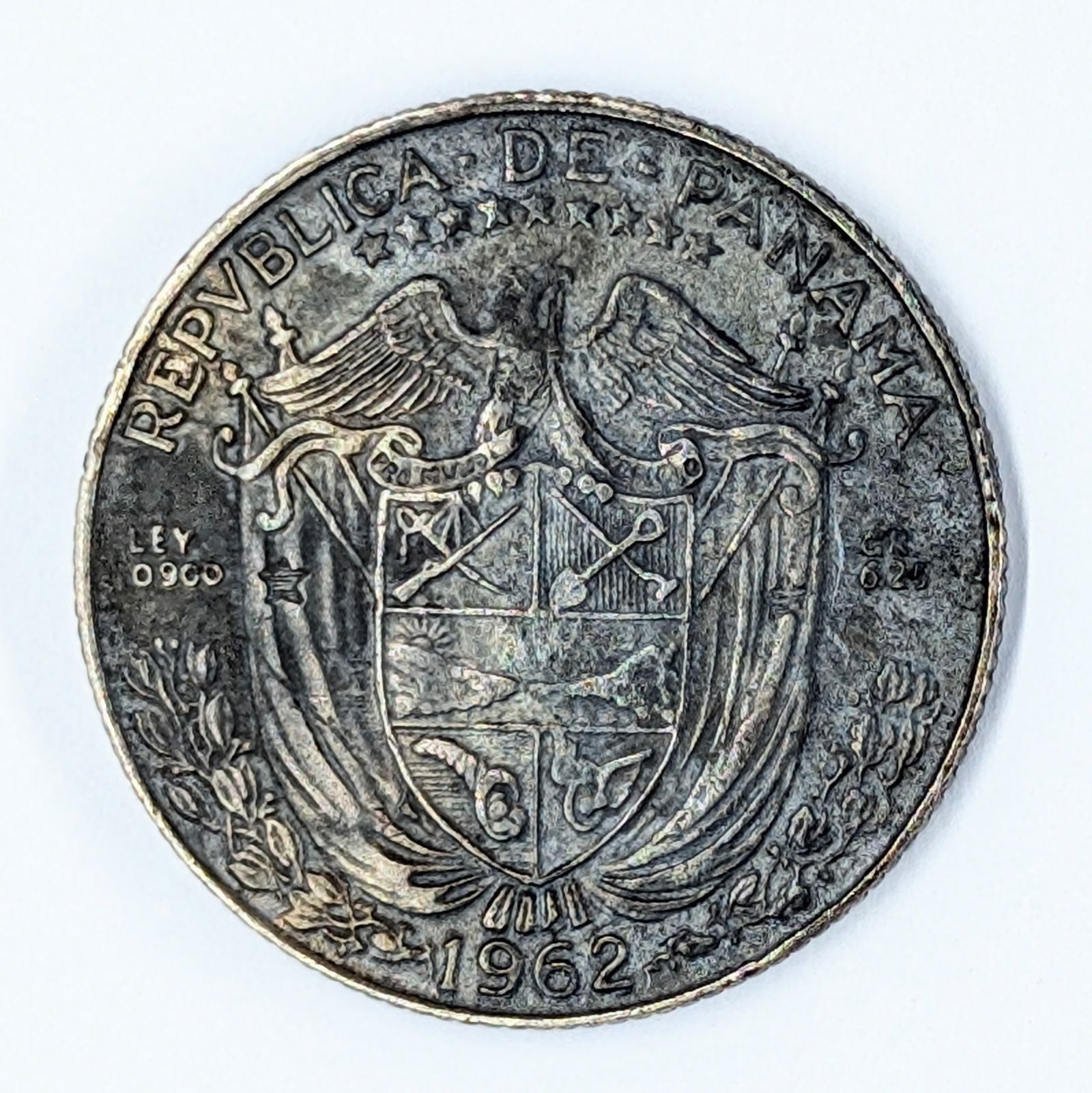 1962 Silver Panama 1/4 Balboa - XF, Toned, Great Condition - 2