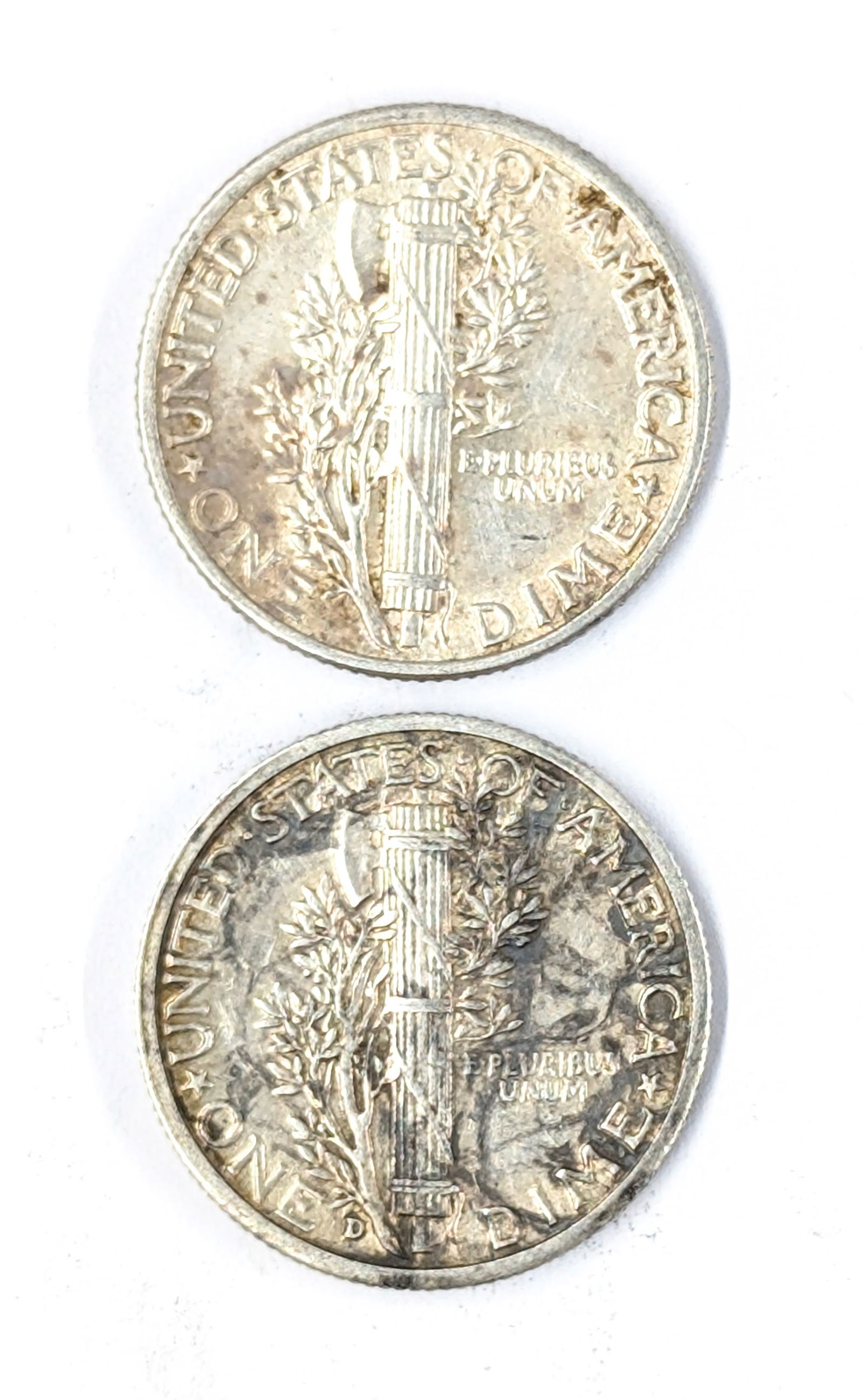 Lot of 2 Silver Mercury Dimes - 1942, 1944-D - 2