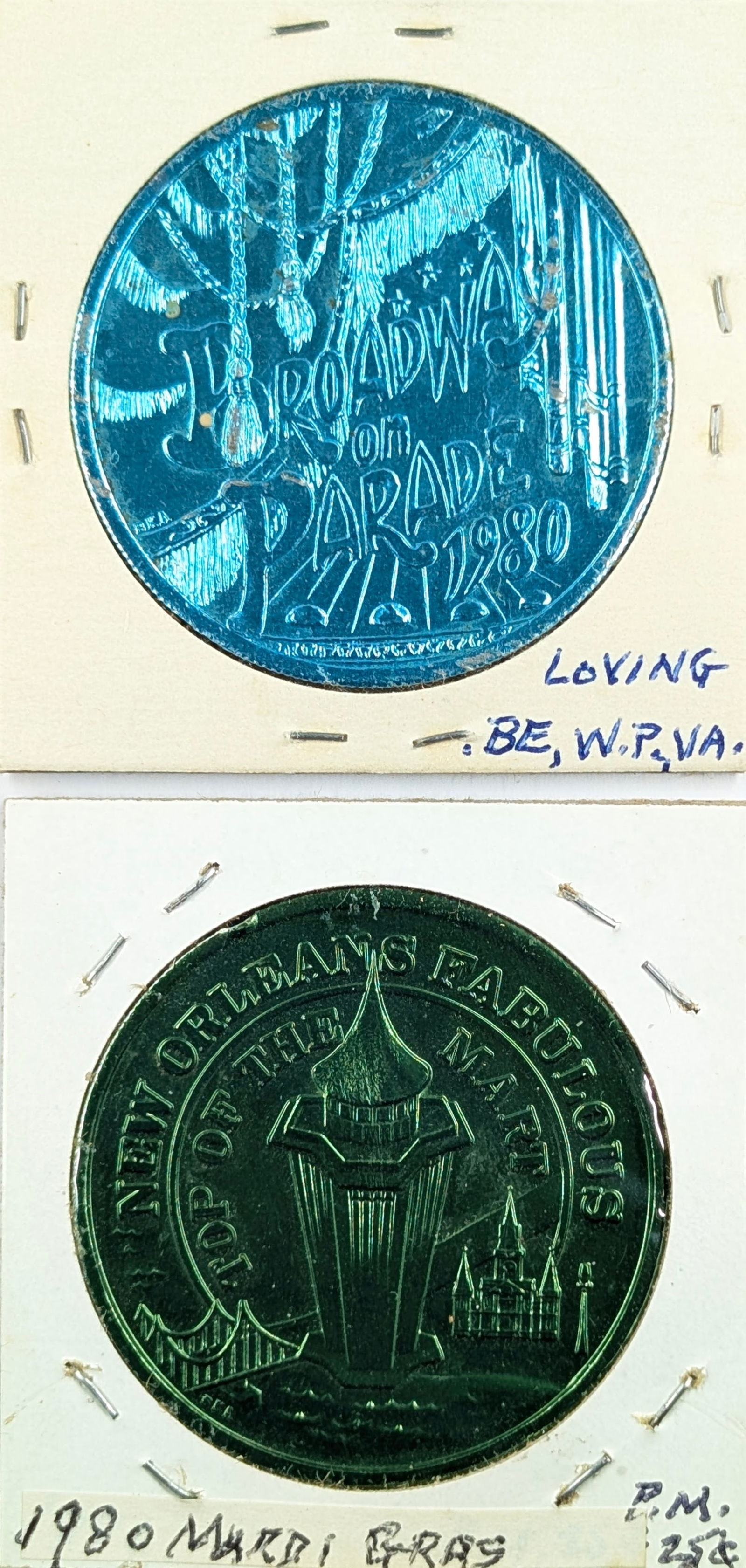 Lot of 2 - 1980 Mardi Gras New Orleans Tokens - 2