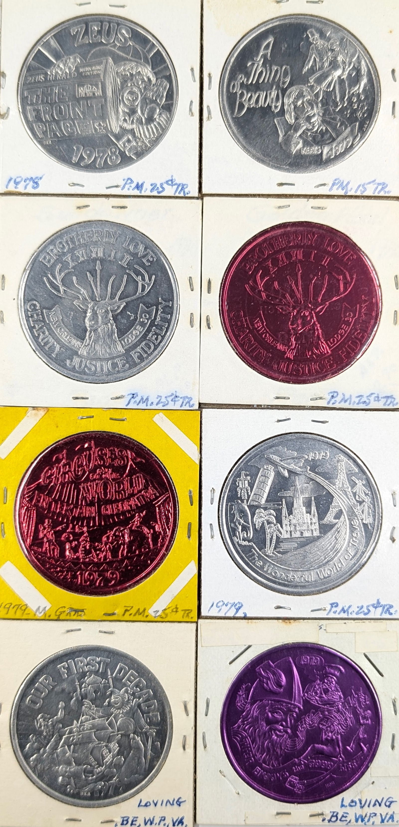 Lot of 8 - 1978-1979 Mardi Gras New Orleans Tokens - 2