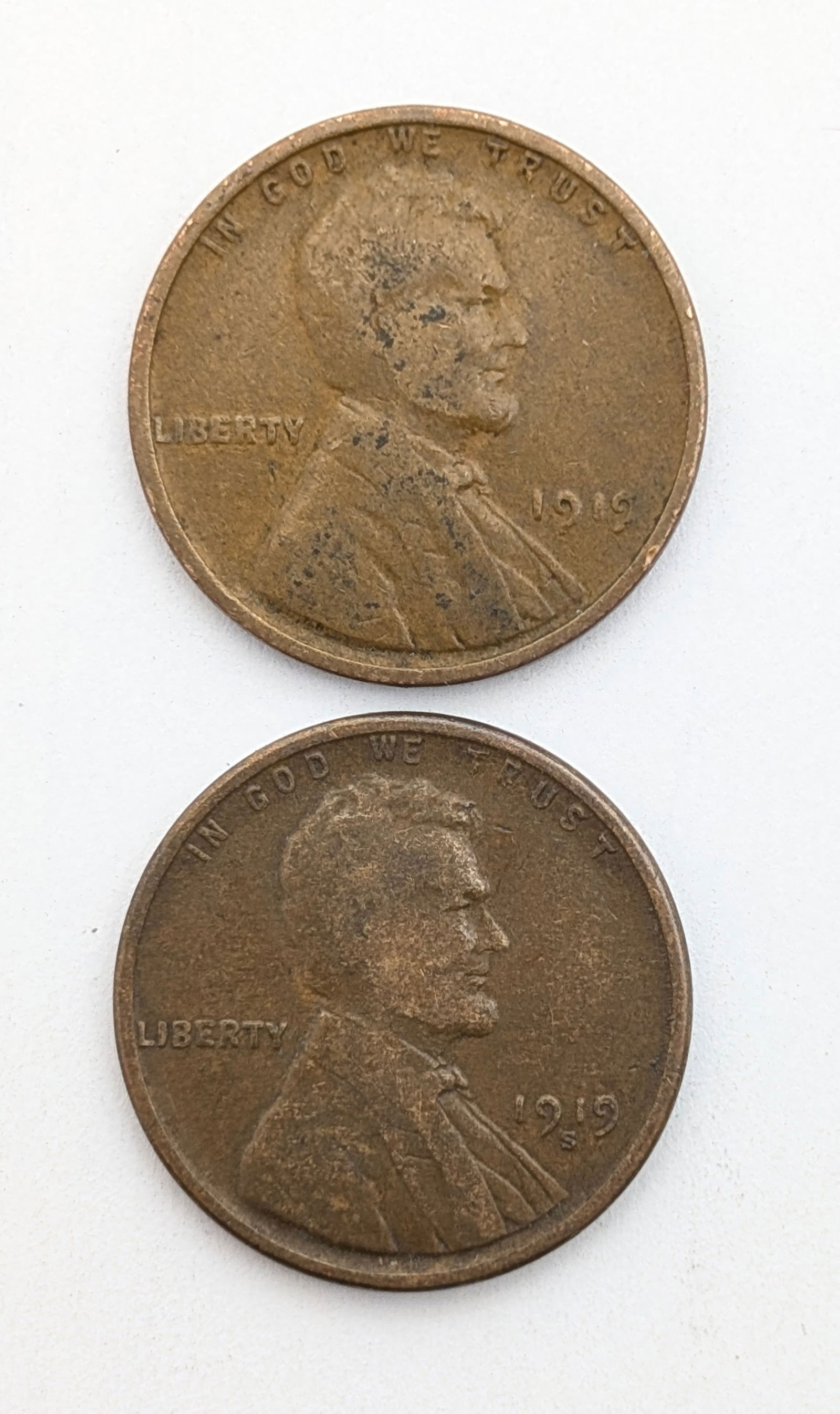Lot of 2 Wheat Cents - 1919 P/S (1 of 2)