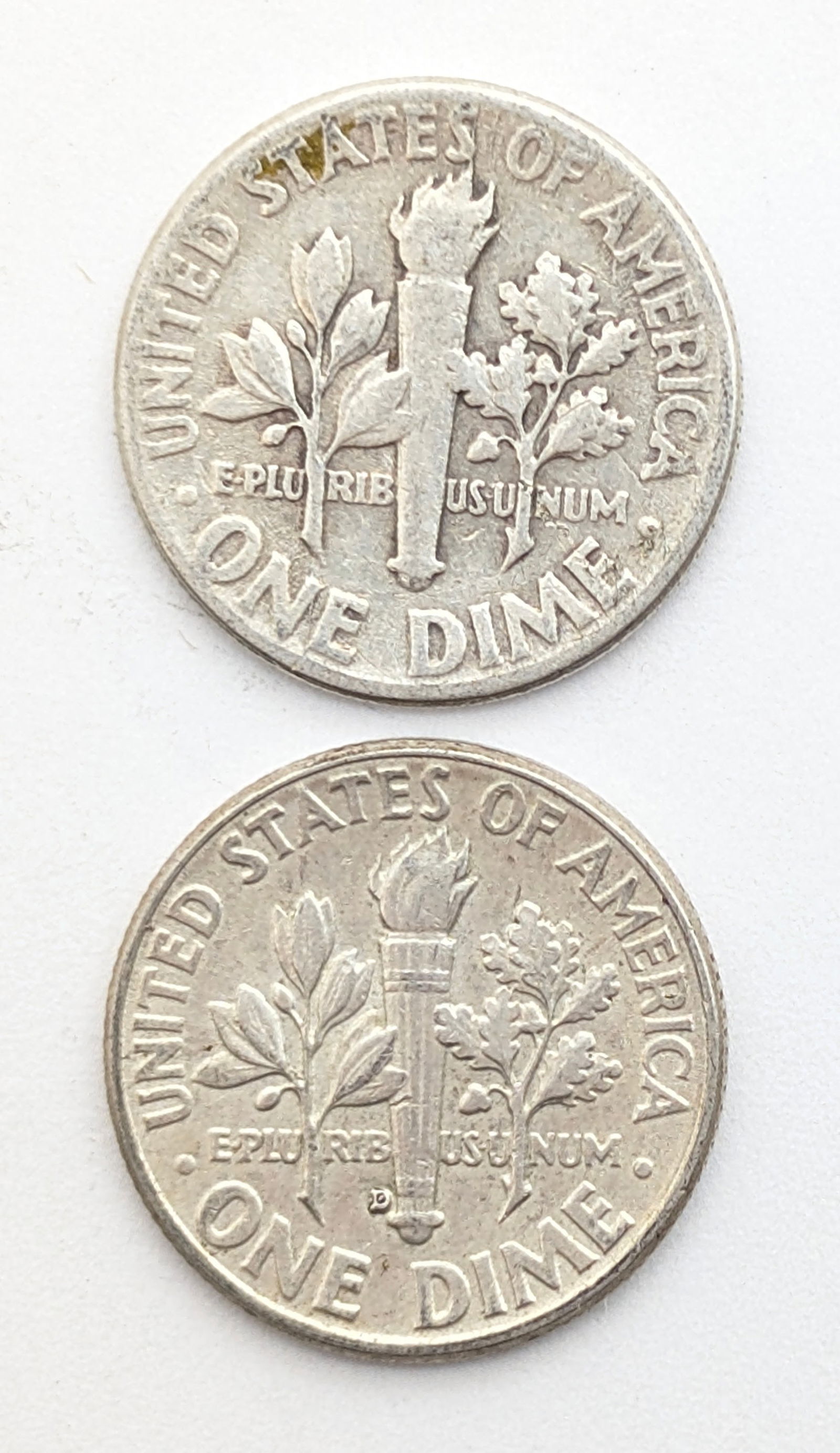 Lot of 2 Silver Roosevelt Dimes - 1950, 1960-D - 2