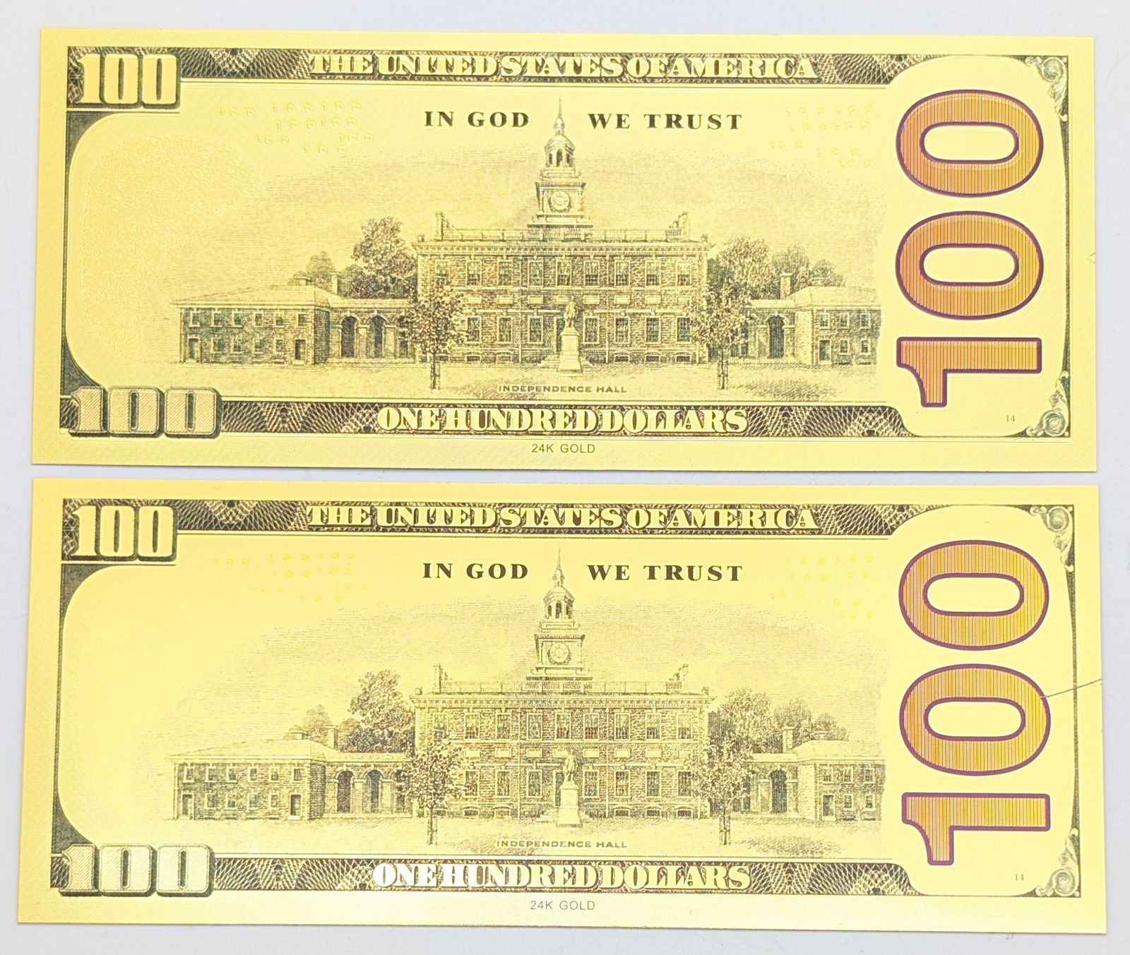 Lot of 2 Batman Gold foil $100 design - 2