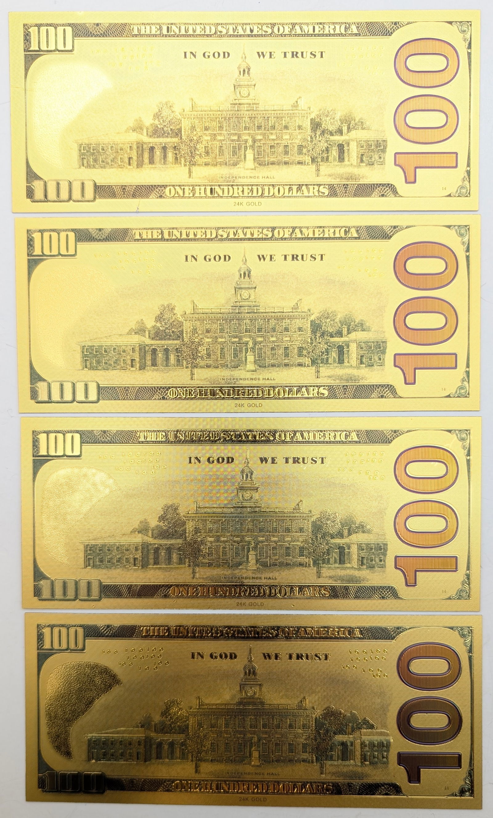 Lot of 4 Star Wars Gold foil $100 design - 2