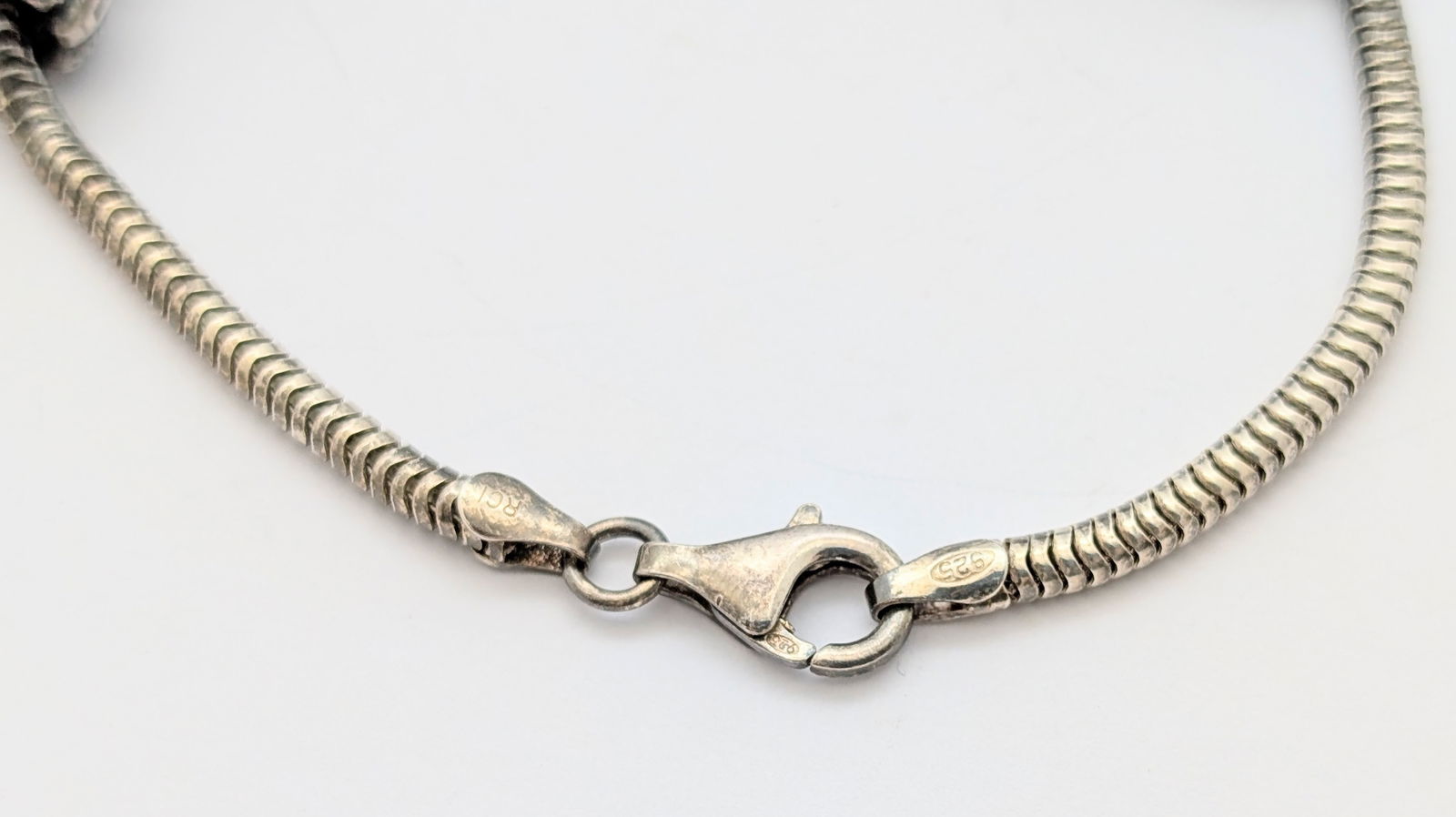 Italian Sterling Silver Beaded Thick Ladies Bracelet marked RCI - 2