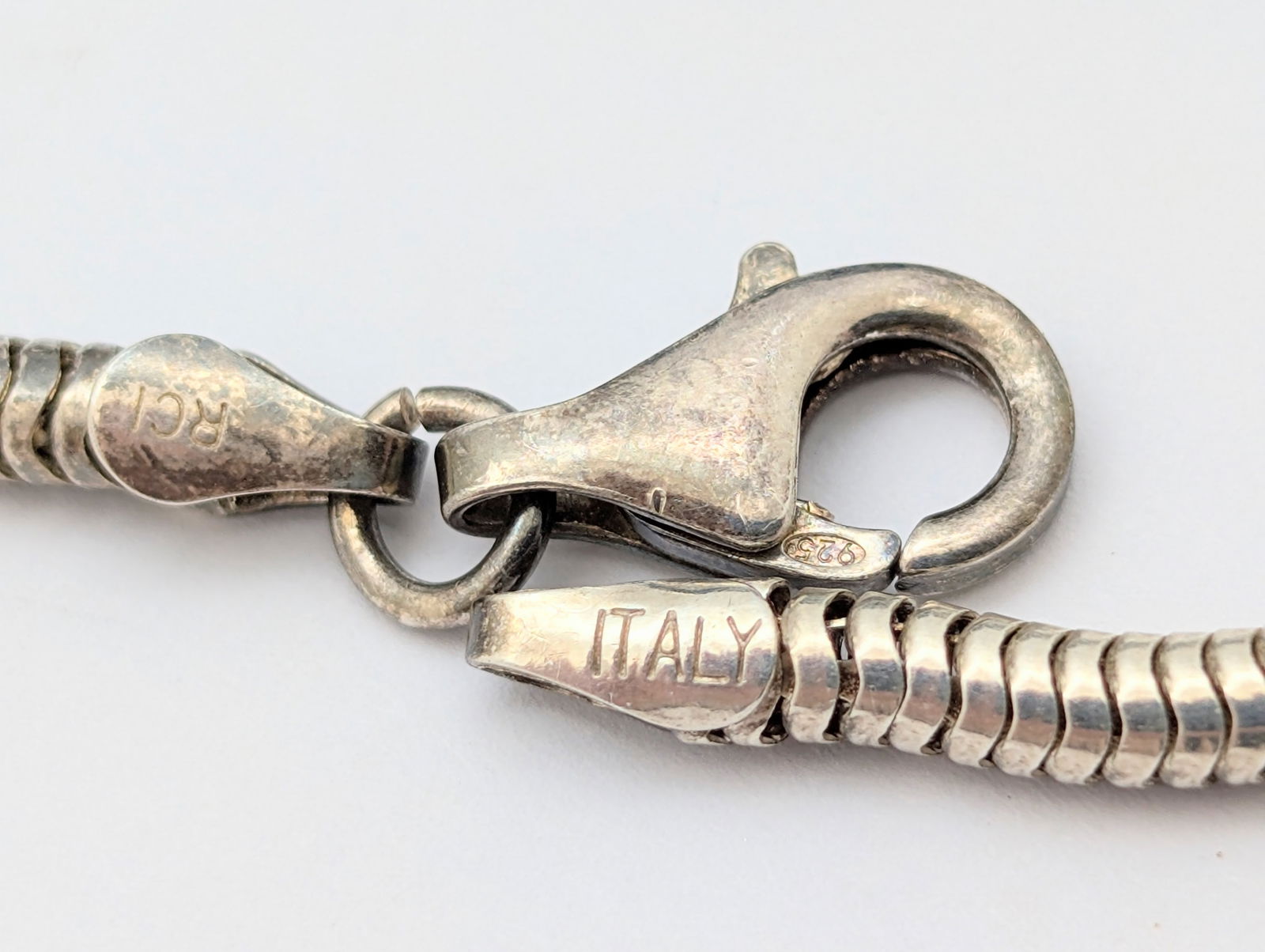 Italian Sterling Silver Beaded Thick Ladies Bracelet marked RCI - 3