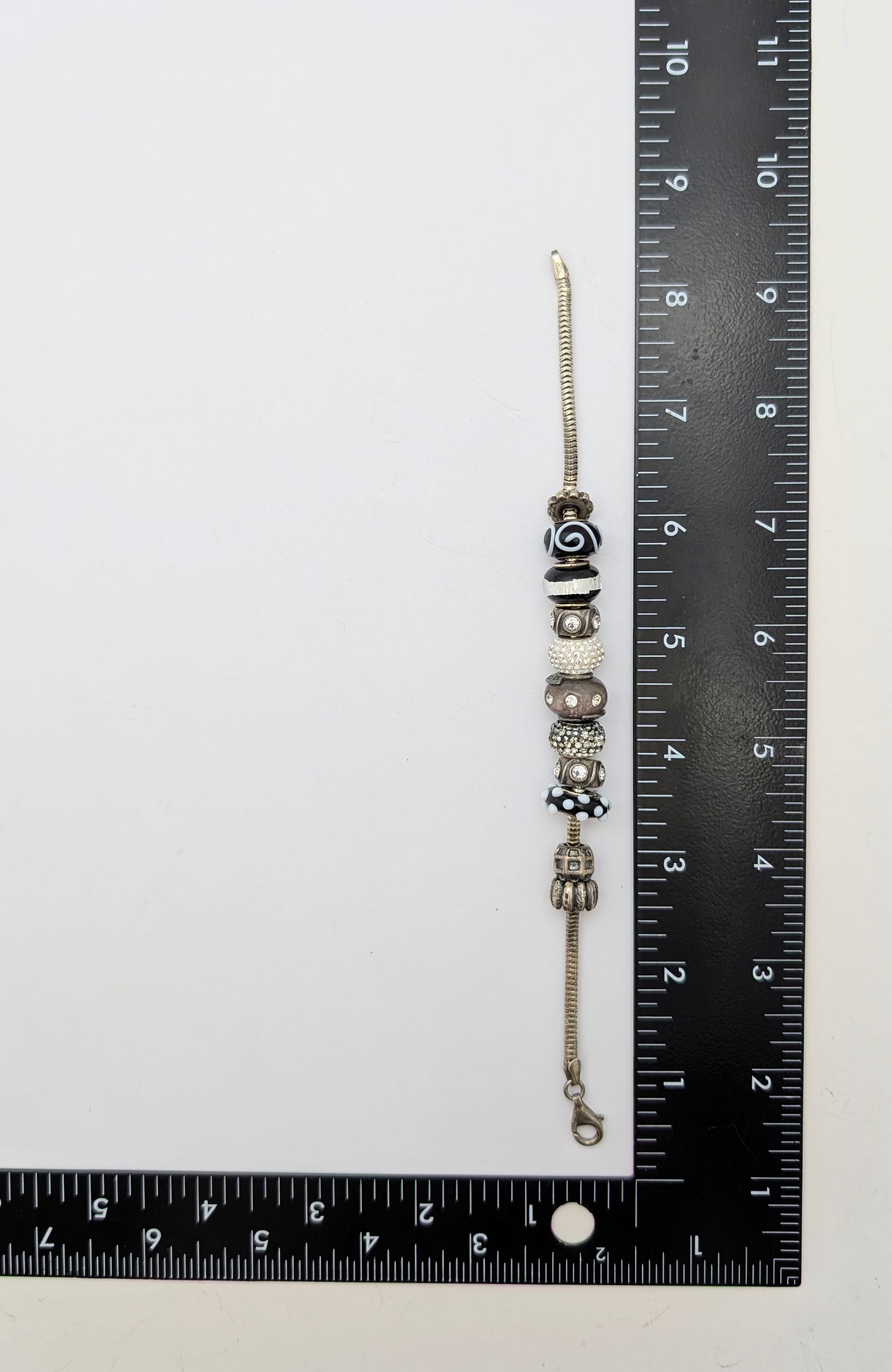 Italian Sterling Silver Beaded Thick Ladies Bracelet marked RCI - 4