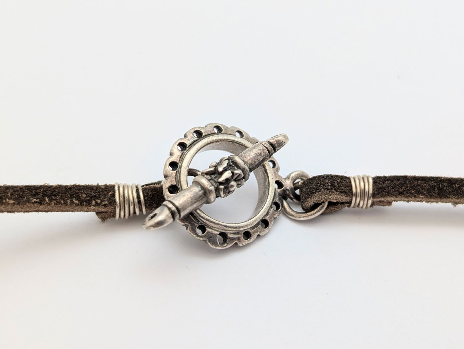 Abalone Shell Leather Ladies Necklace w/ Sterling Silver Clasp - 3