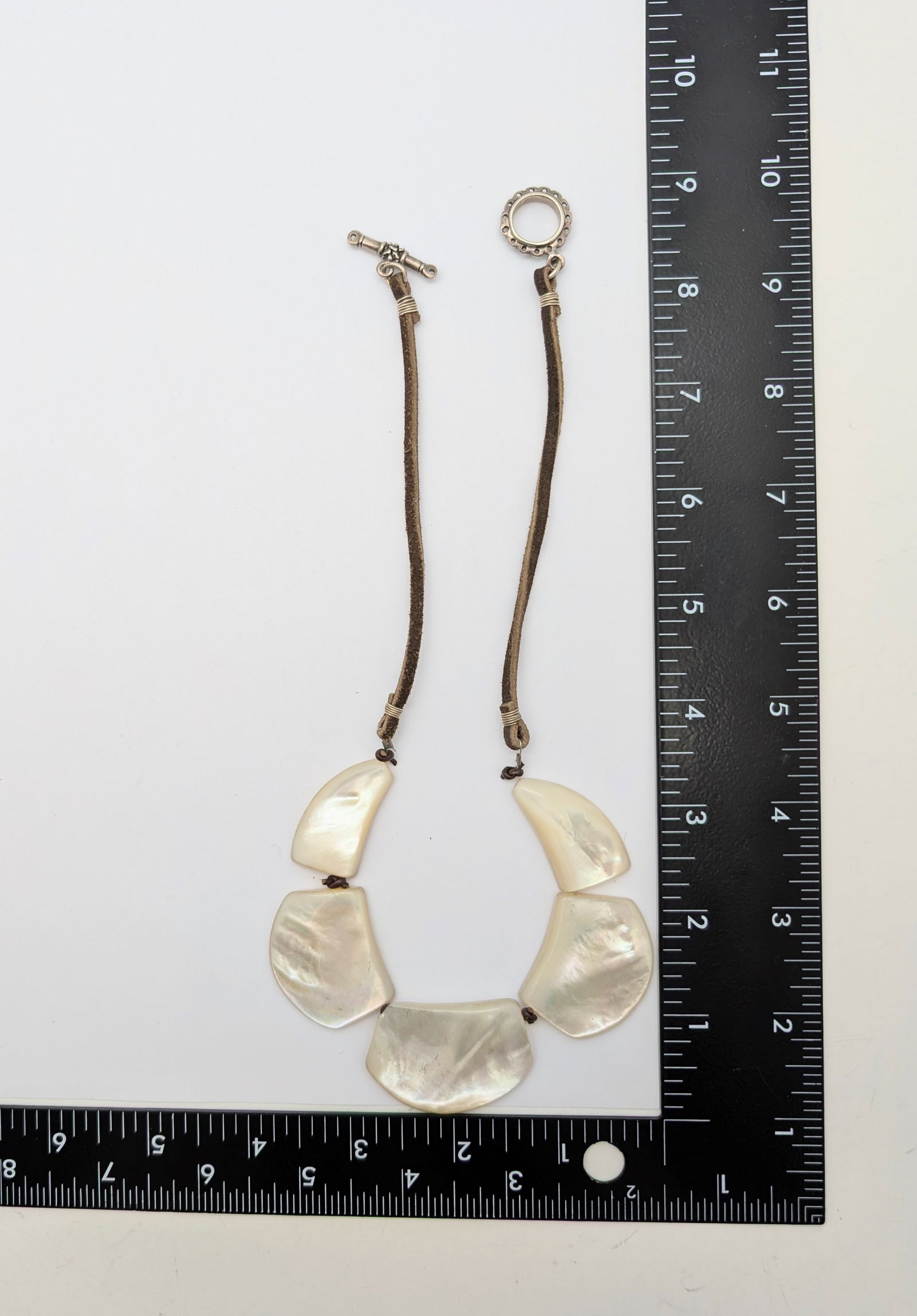 Abalone Shell Leather Ladies Necklace w/ Sterling Silver Clasp - 4