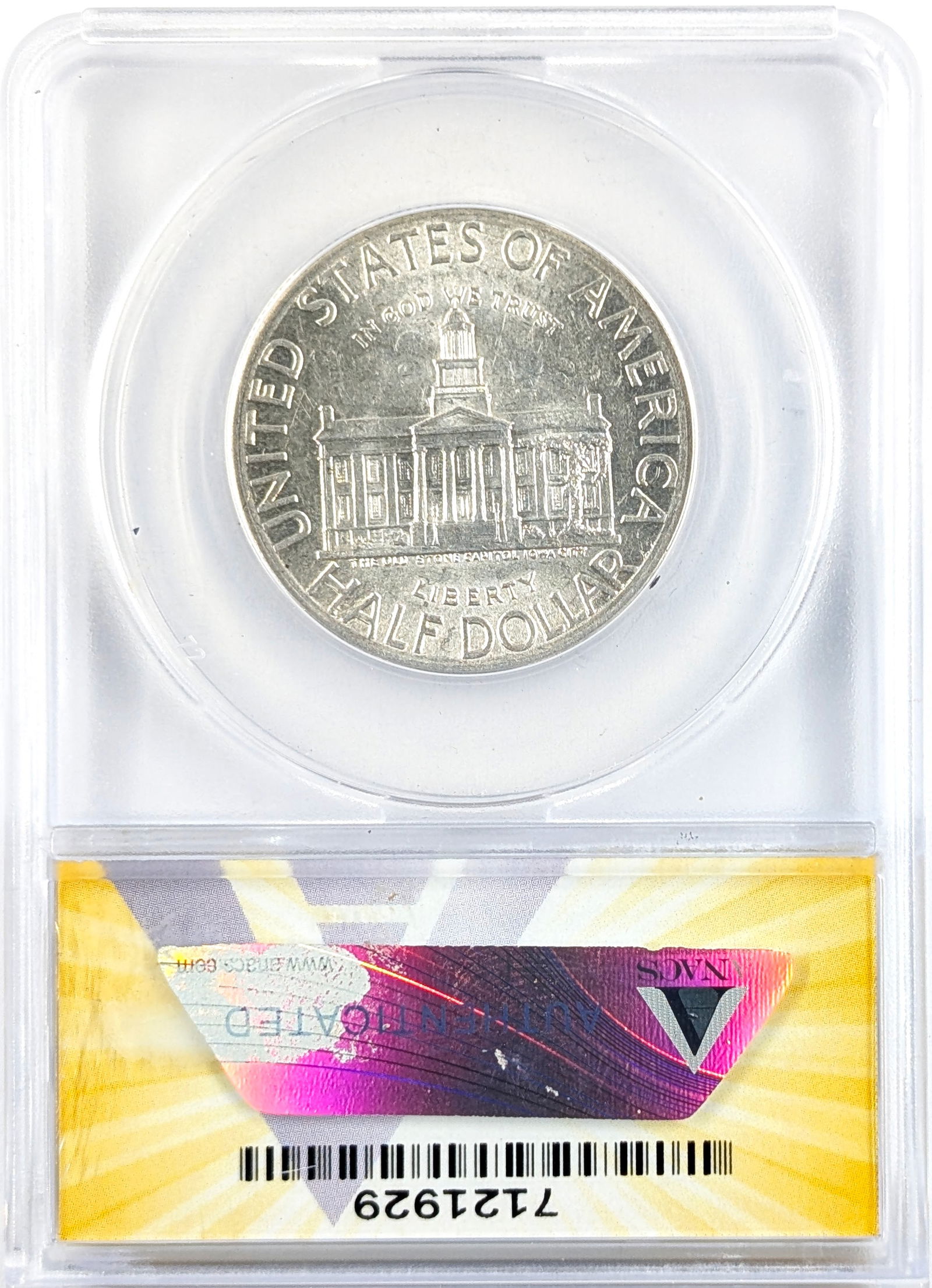 FEATURE ANACS 1946 MS 61 Silver Iowa Statehood Centennial Half Dollar - 2