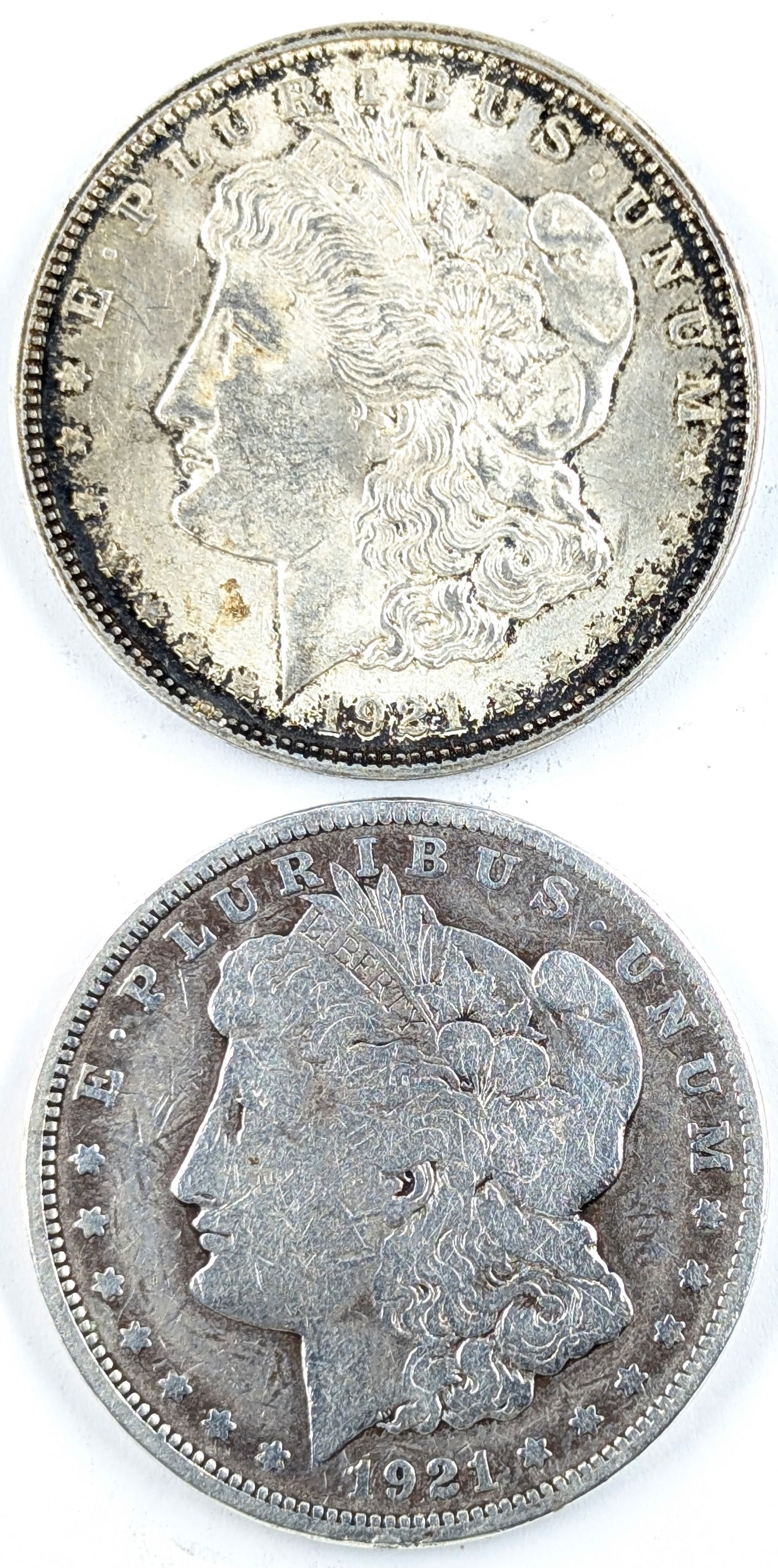 Lot of 2 Morgan Silver Dollars- Both 1921-D (1 of 2)