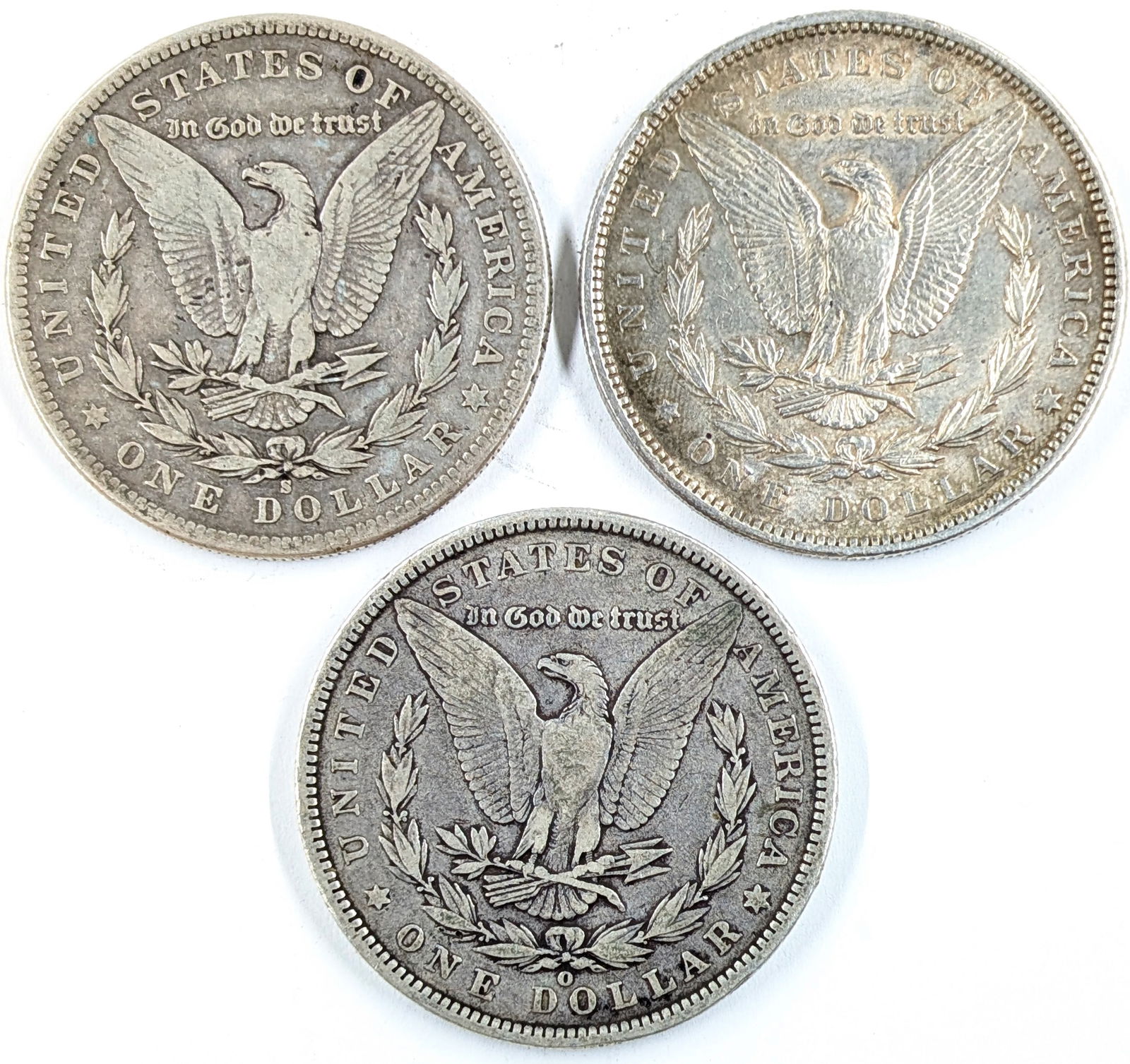 Lot of 3 Morgan Silver Dollars- 1881-S,1889 P&O - 2