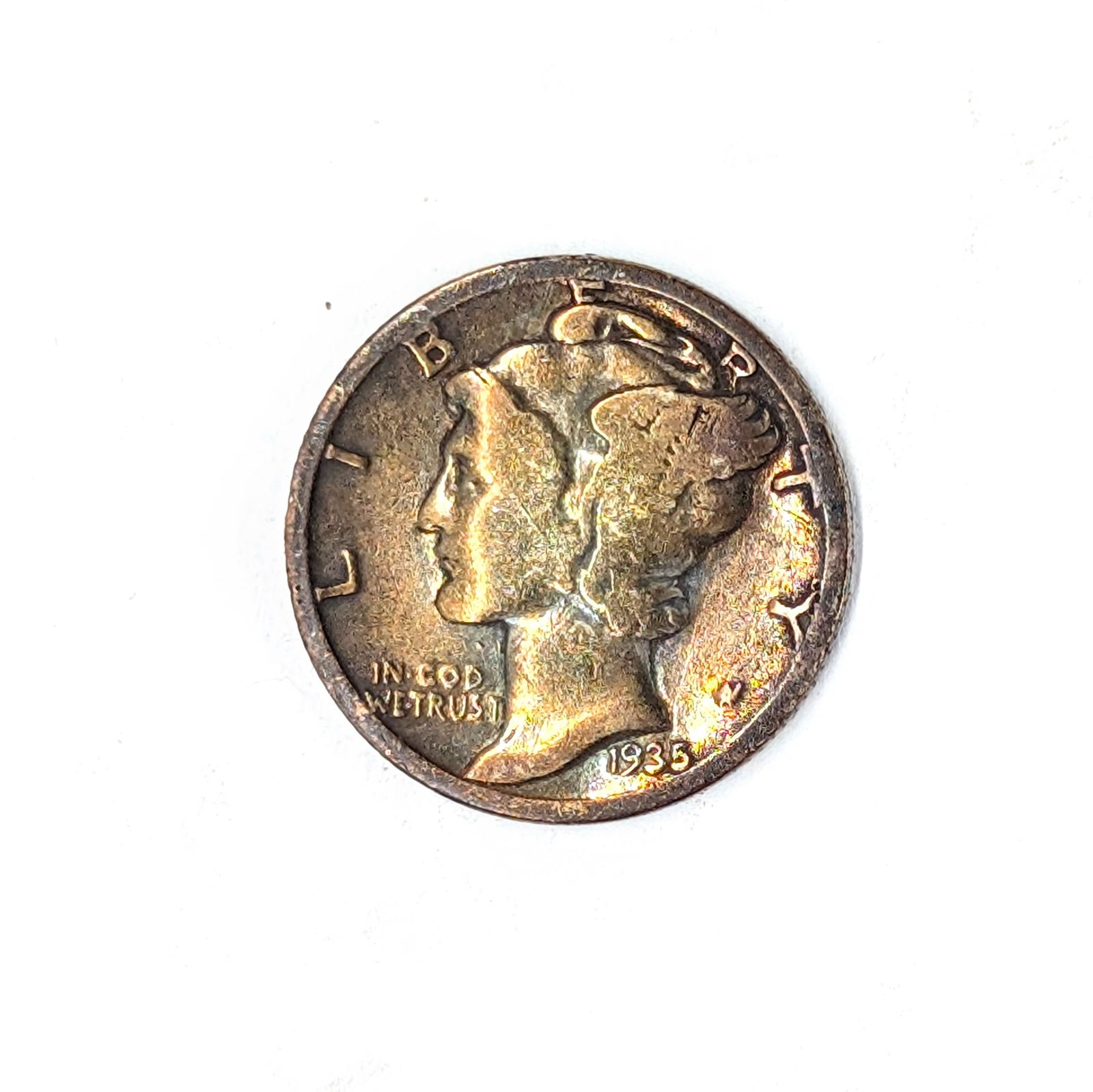 1935 Silver Mercury Dime- Toned (1 of 2)