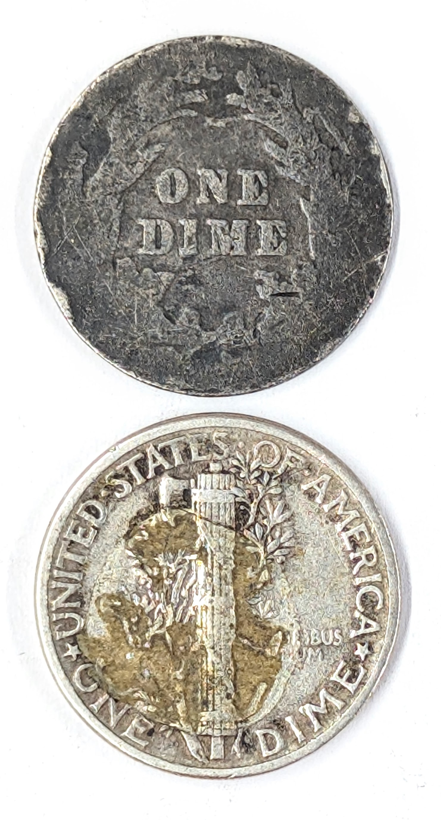 Lot of 2 Silver Dimes - 1900 Barber & 1944 Mercury - 2