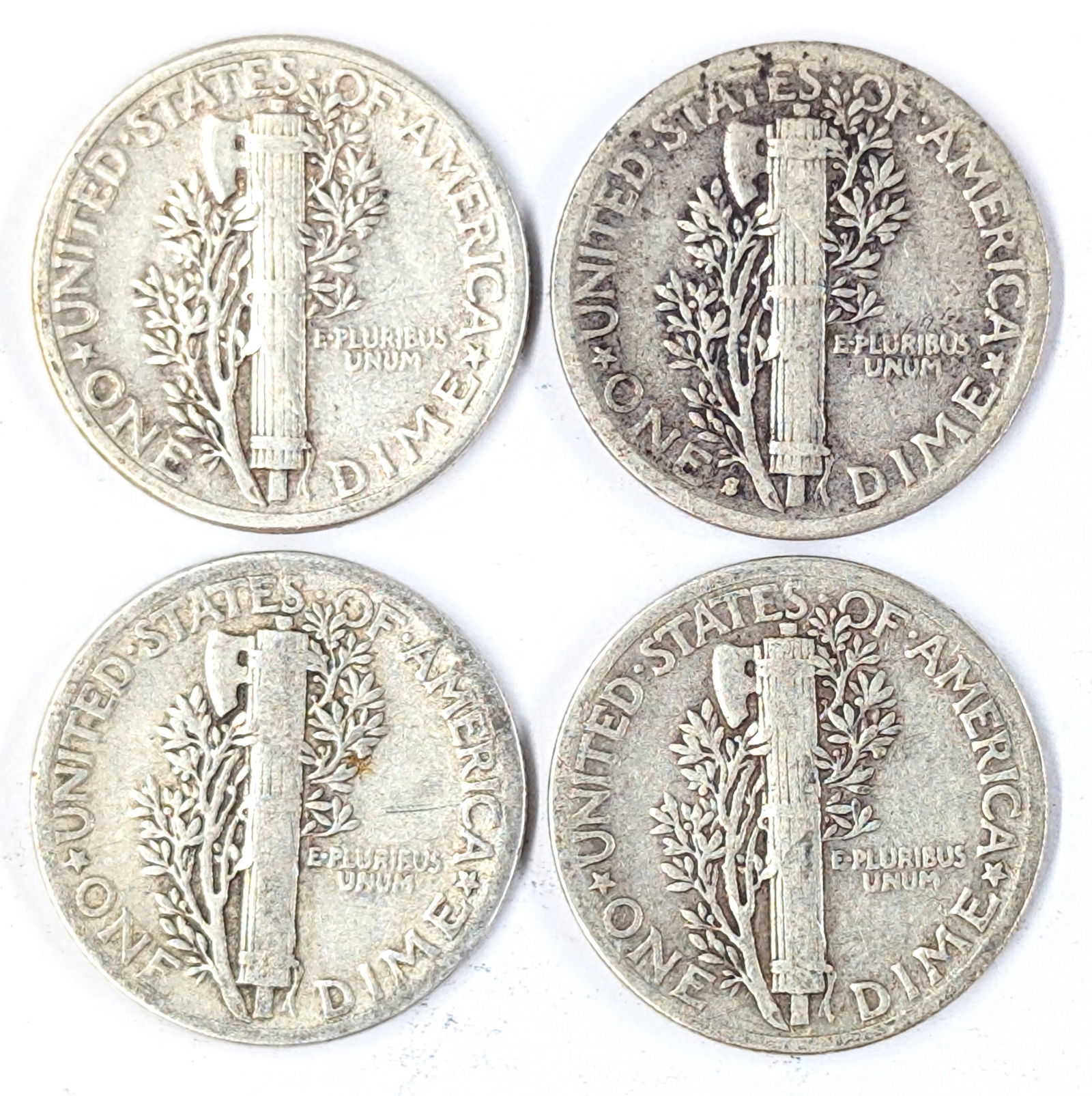 Lot of 4 Silver Mercury Dimes - 1940-1942 - 2