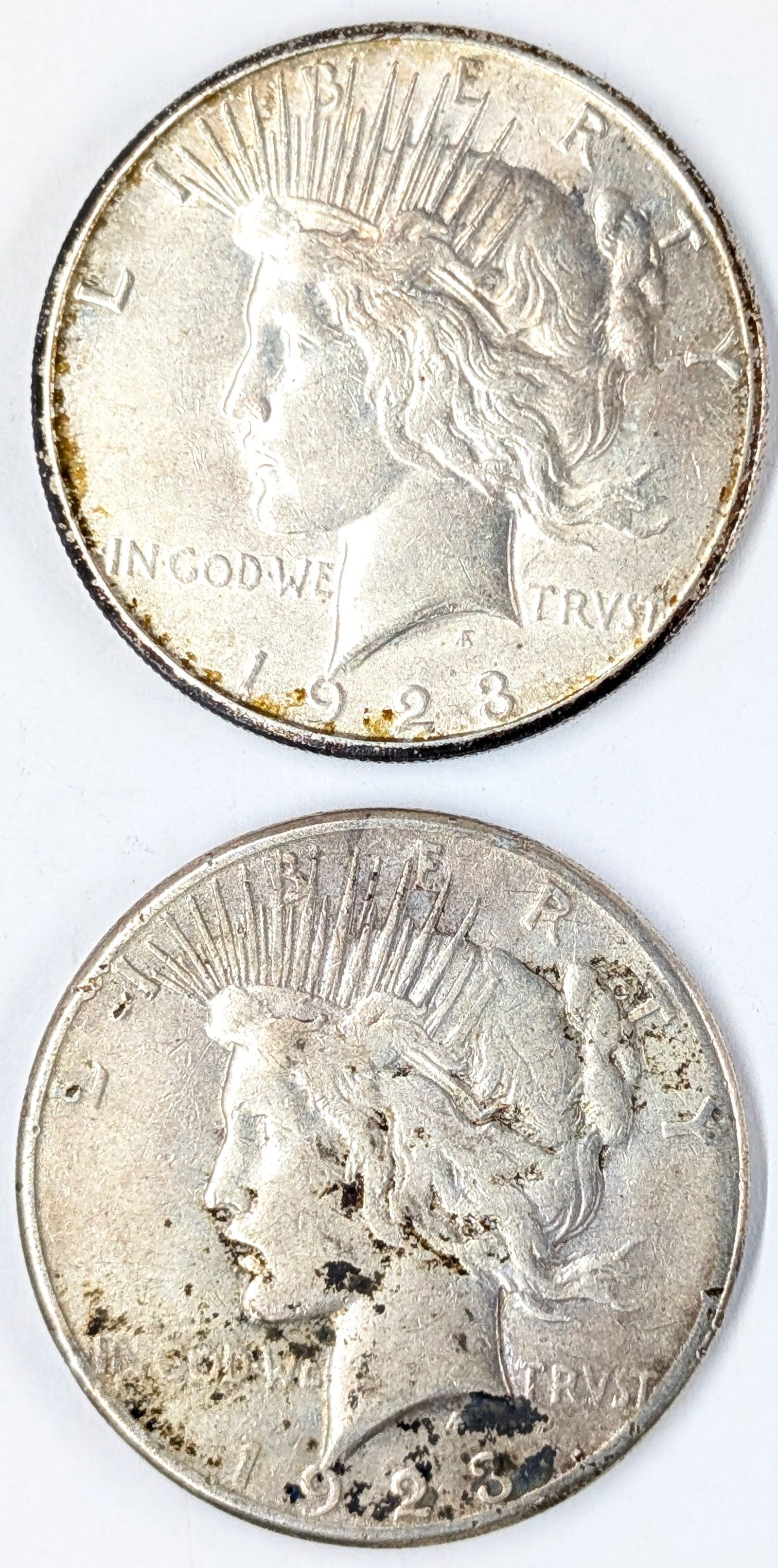 Lot of 2 Silver Peace Dollars- Both 1923-S (1 of 2)