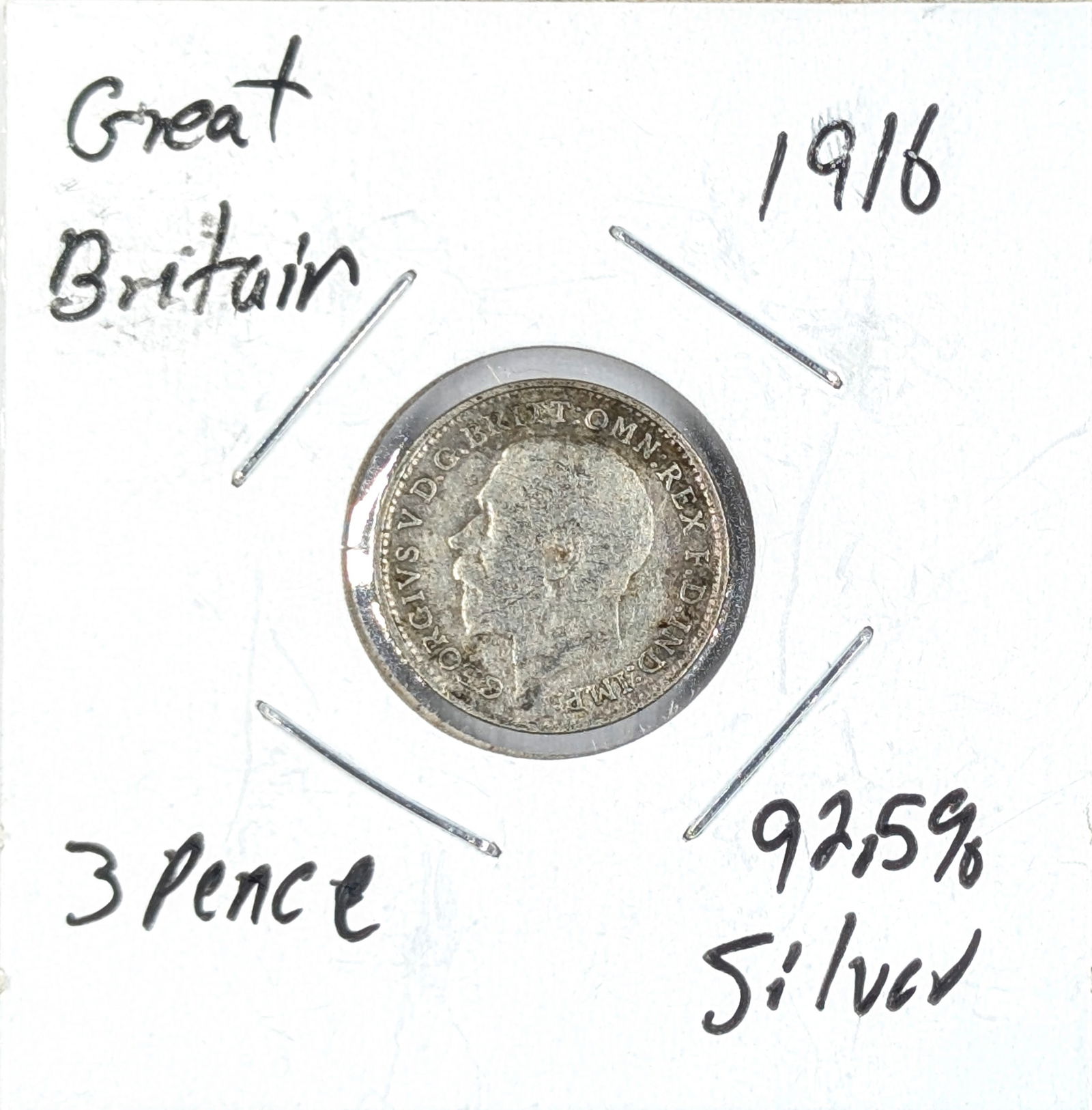1916 Silver 3 Pence- Great Britain: Silver 