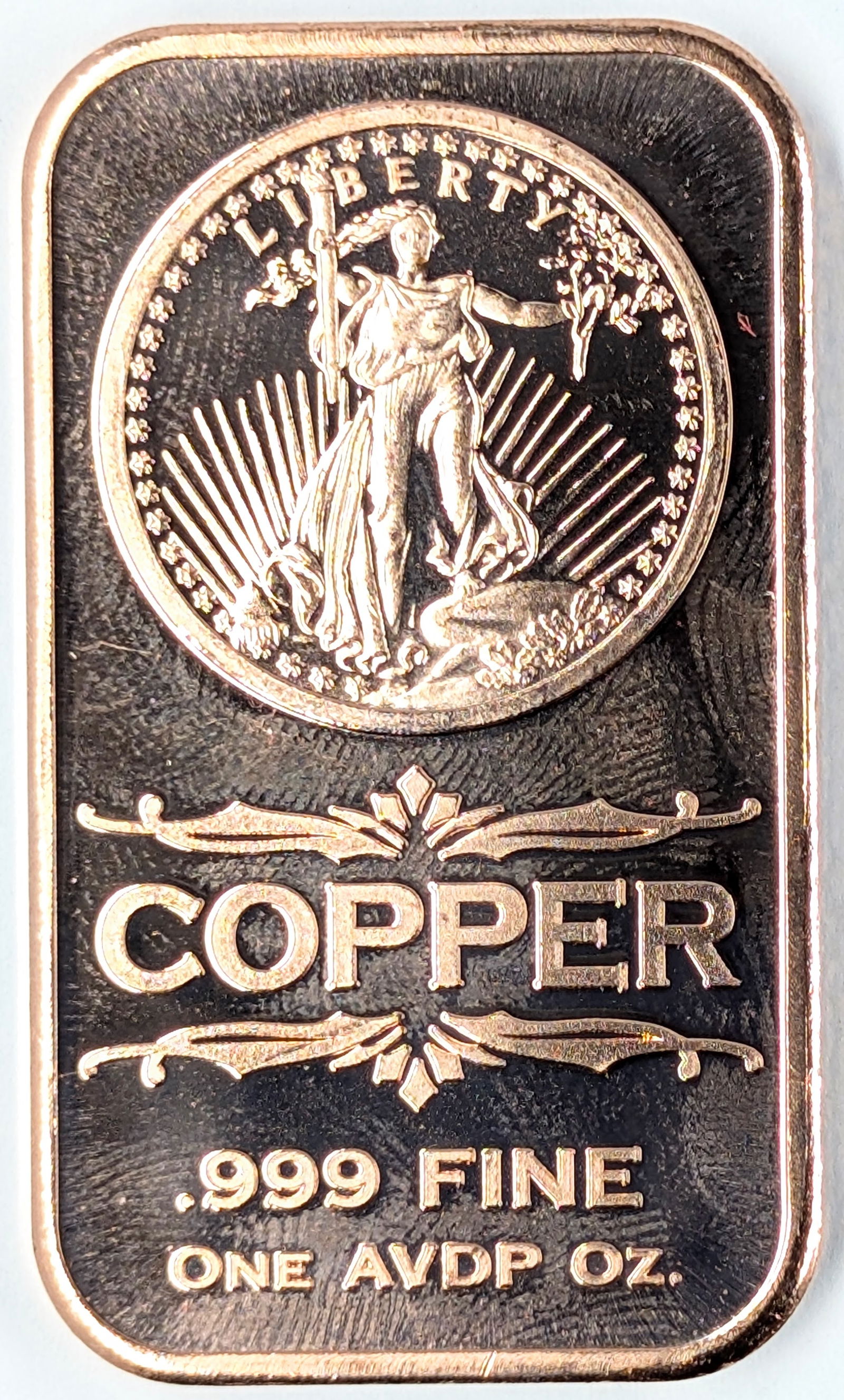 1 Ounce Fine .999 Copper Bar- Liberty (1 of 2)