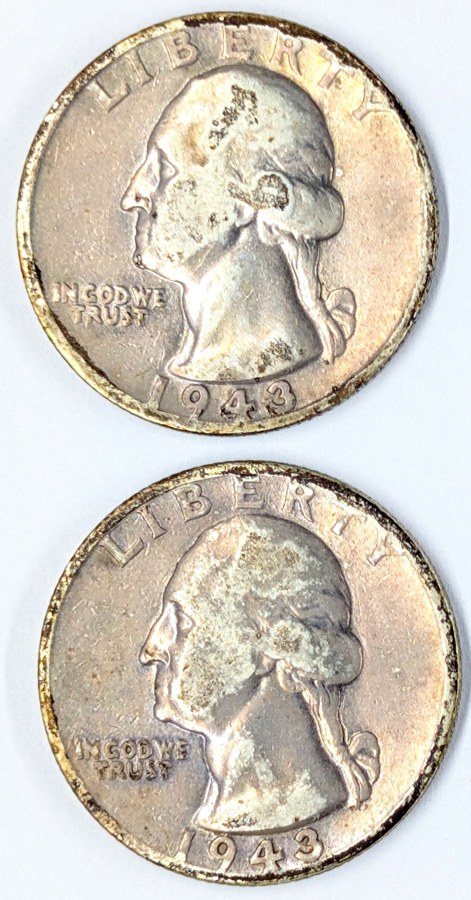 Lot of 2 Silver Washington Quarters - 1943 D&S (1 of 2)