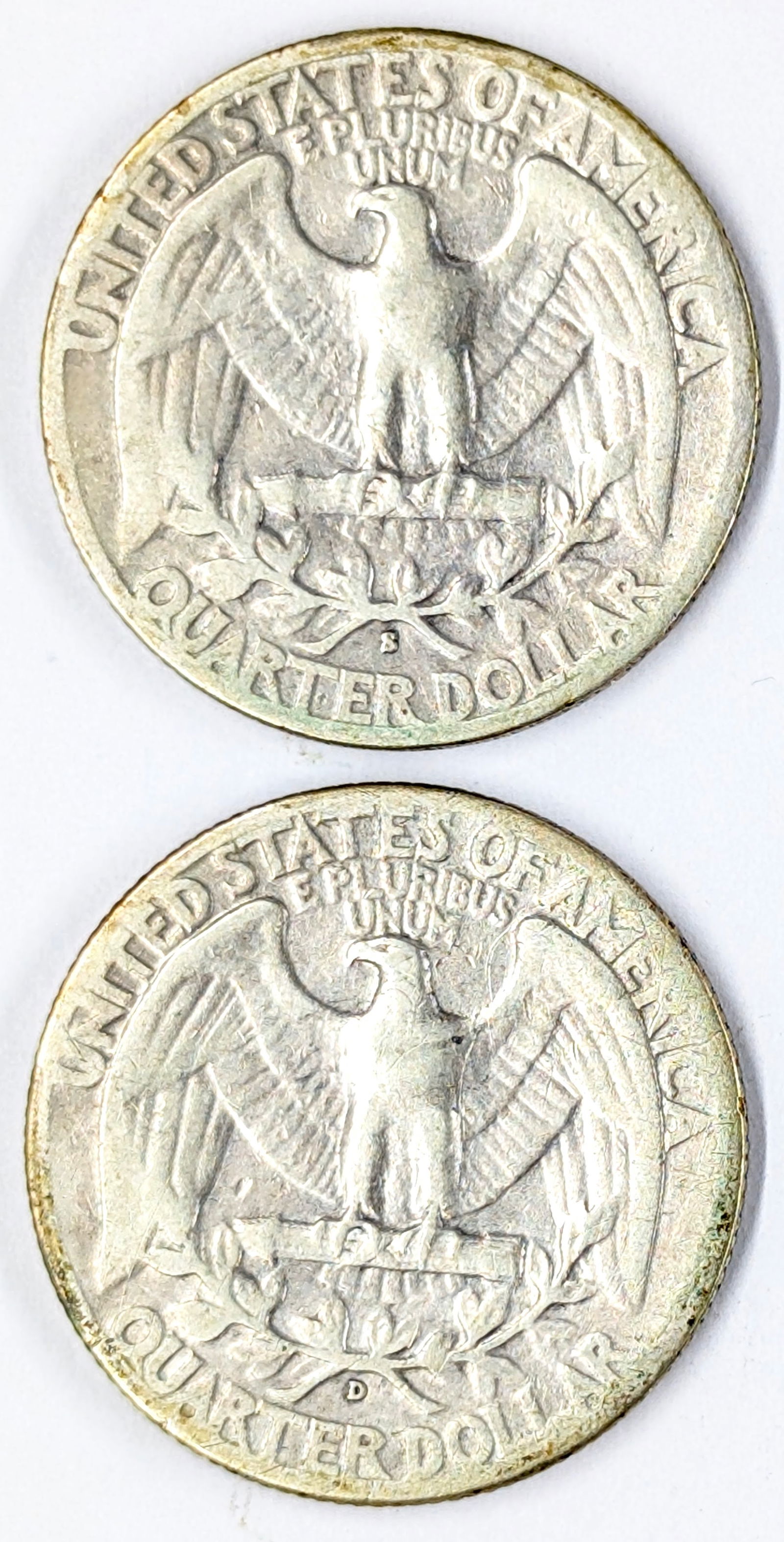 Lot of 2 Silver Washington Quarters - 1943 D&S - 2