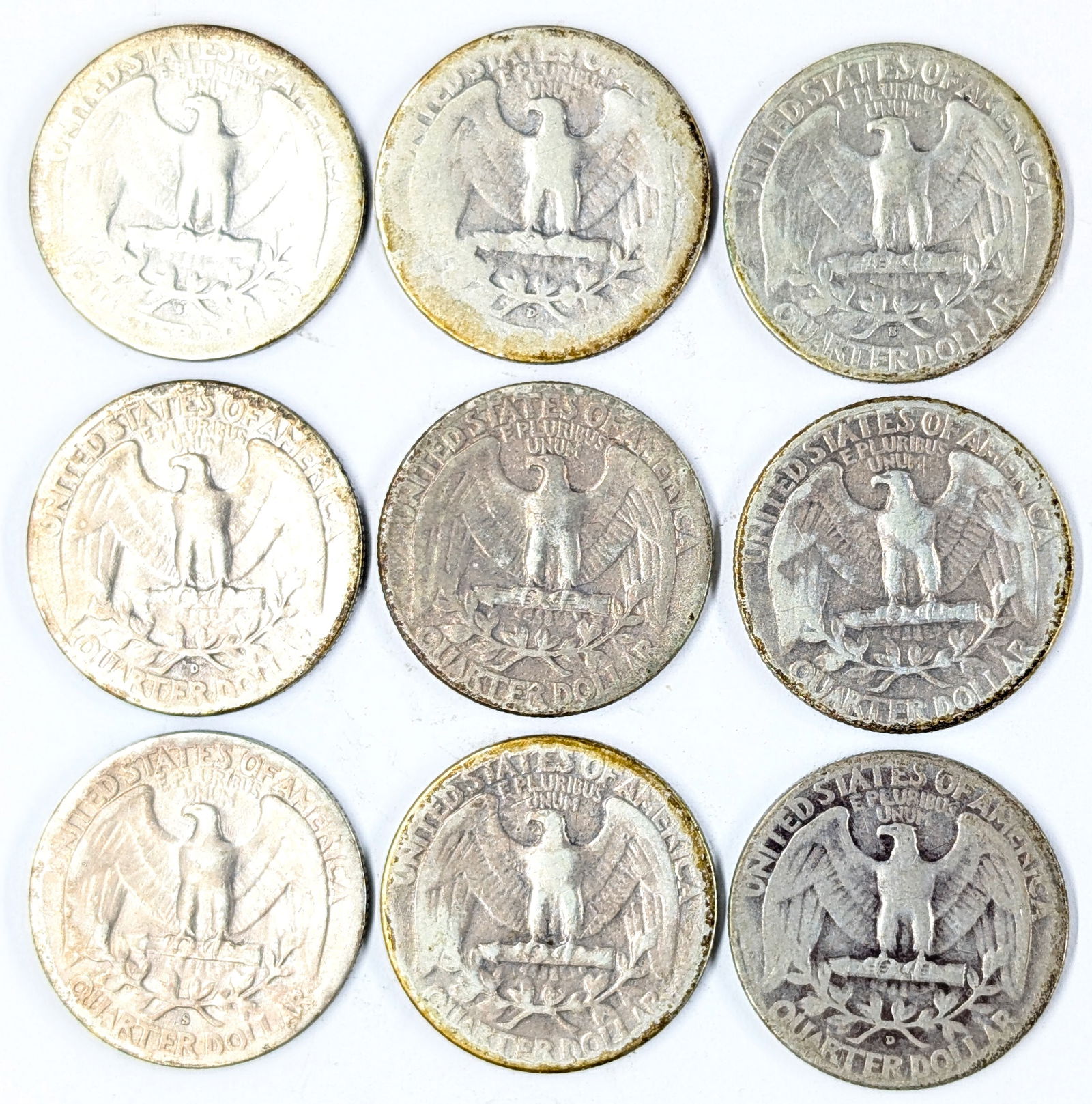 Lot of 9 Silver Washington Quarters - 1940-1949 - 2