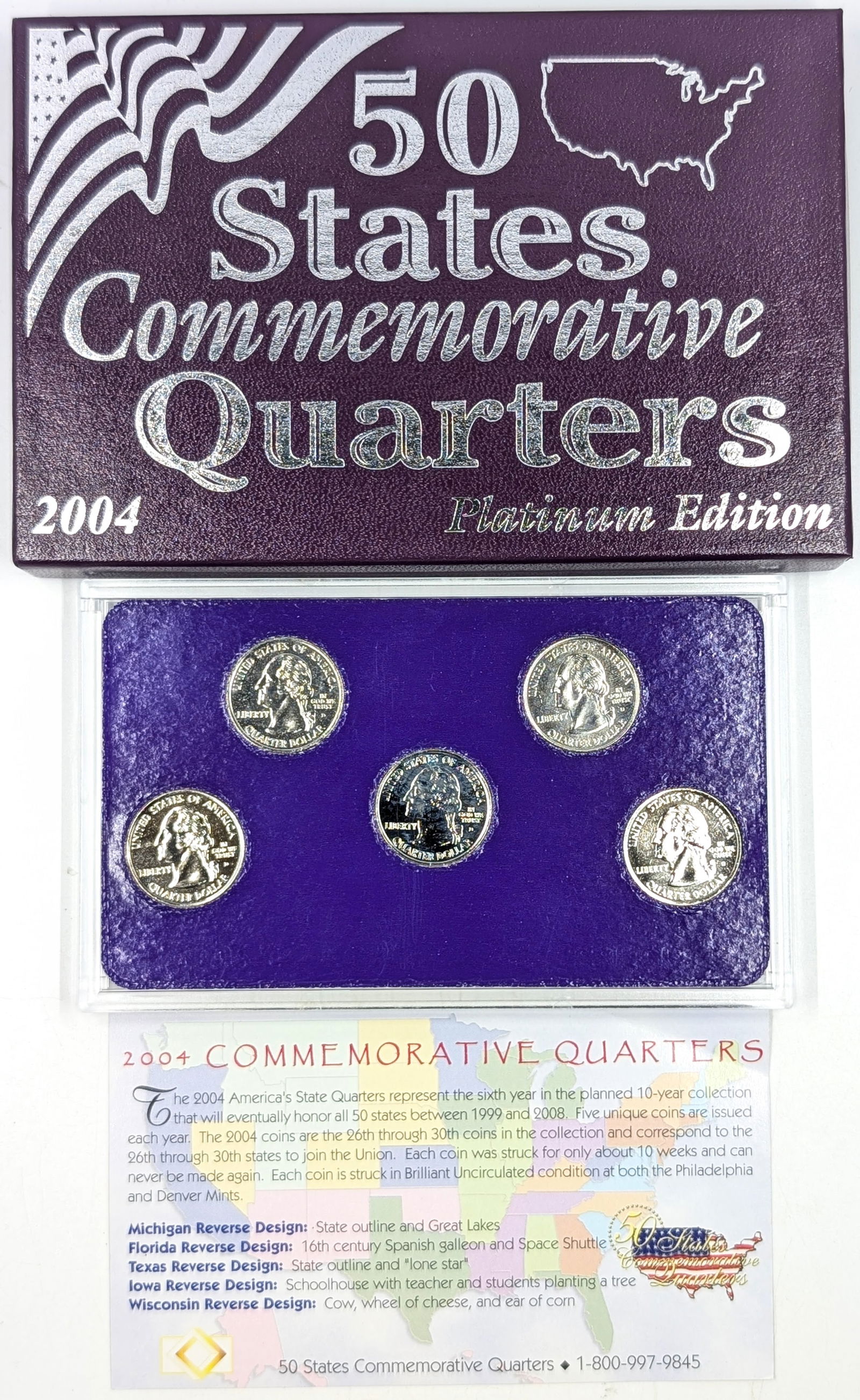 2004- 50 States Commemorative Quarter Set- Platinum Edition - 2