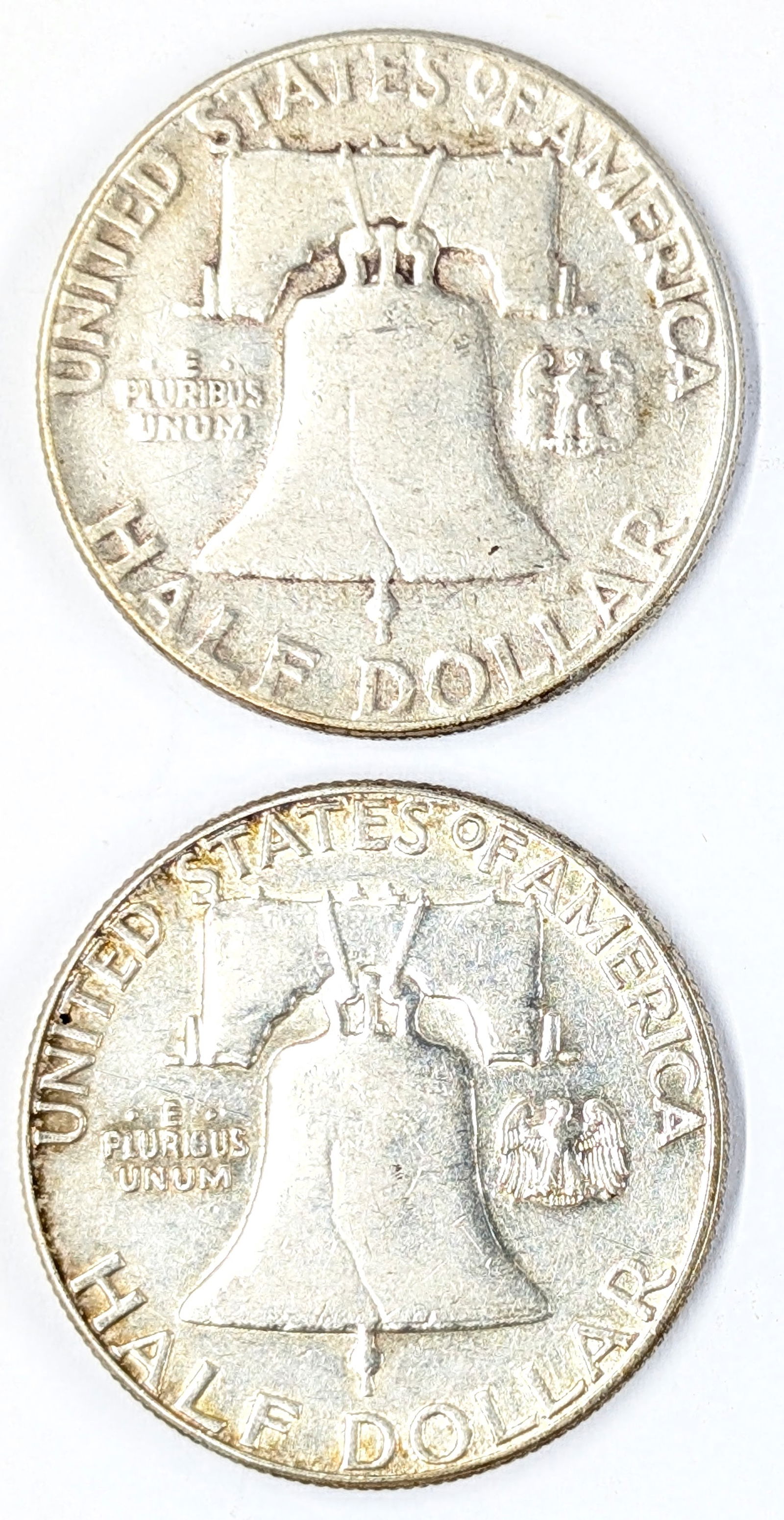 Lot of 2 Silver Franklin Half Dollars- 1957, 1958 - 2