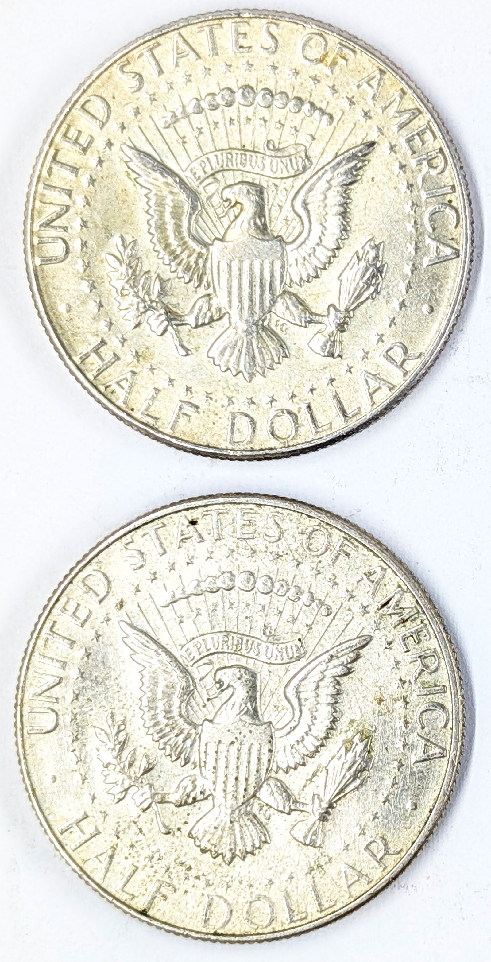 Lot of 2 Silver John F Kennedy Half Dollars - Both 1969 - 2