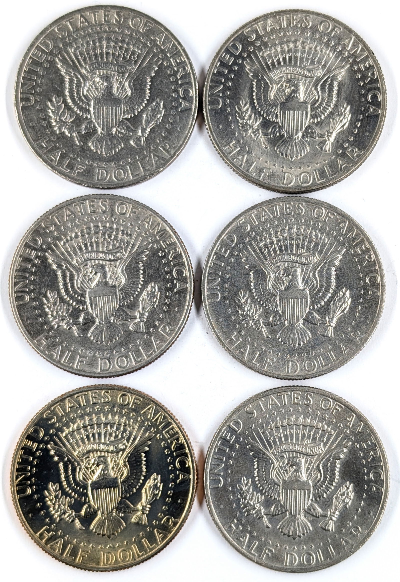 Lot of 6 John F Kennedy Half Dollars- 1977-1979- Most Uncirculated - 2