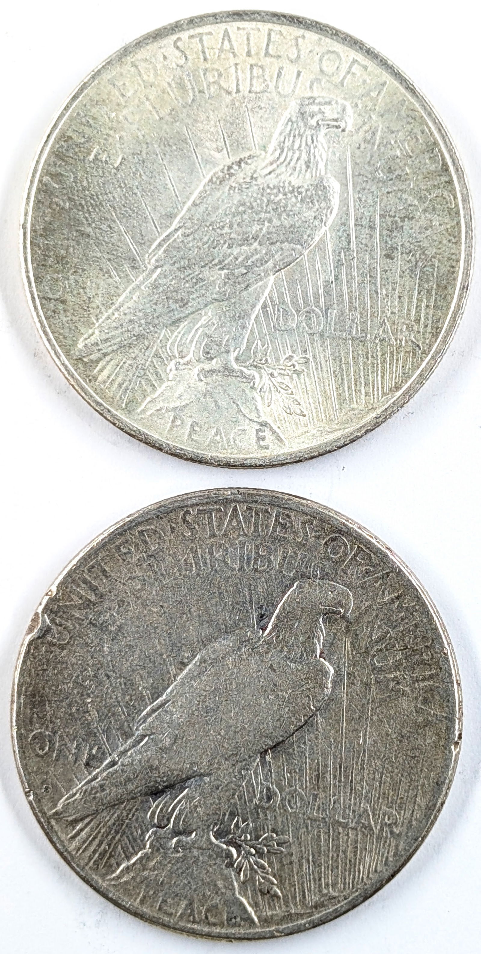 Lot of 2 Silver Peace Dollars- 1922 P&S - 2