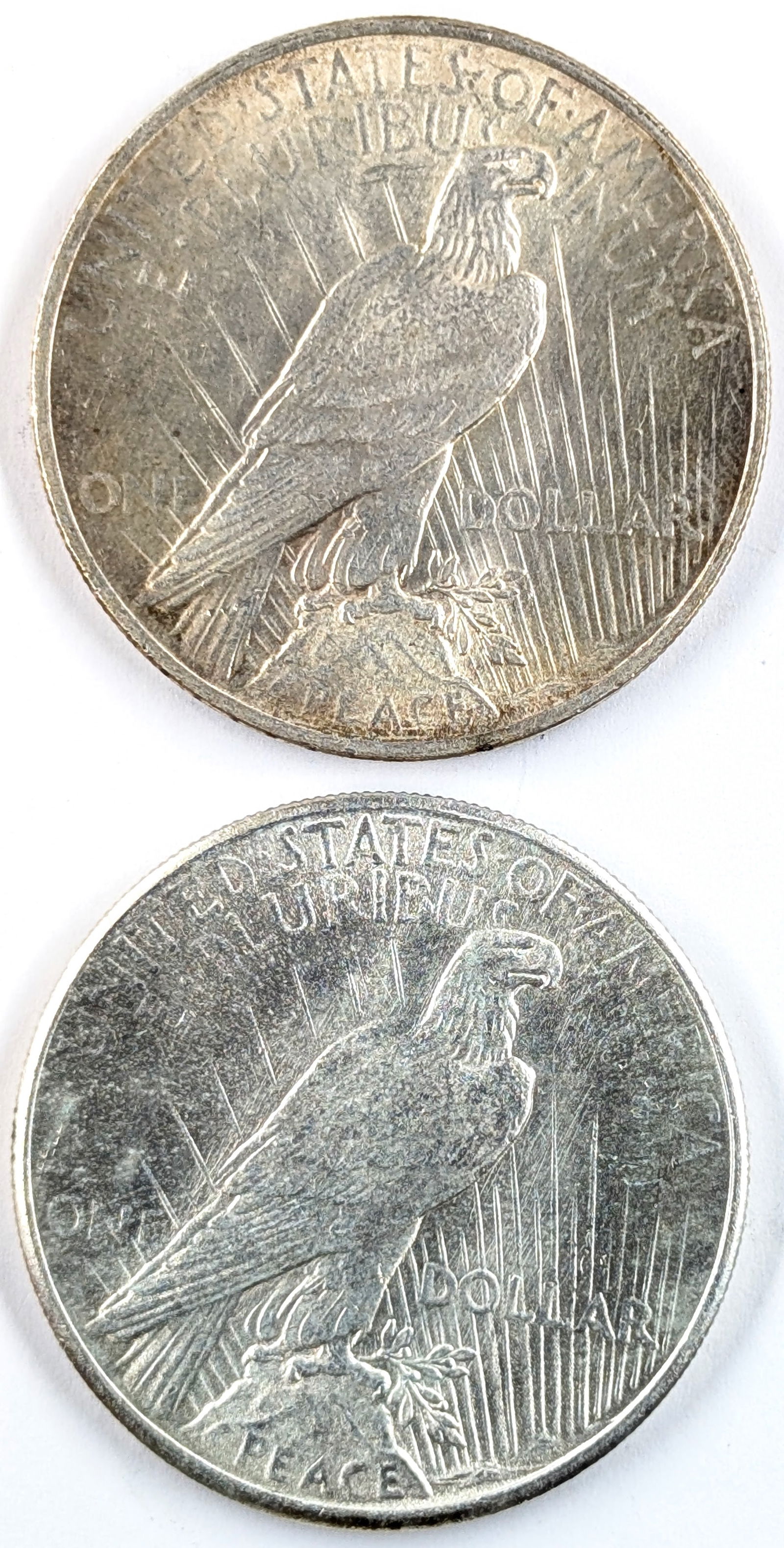 Lot of 2 Silver Peace Dollars- 1924, 1925 - 2