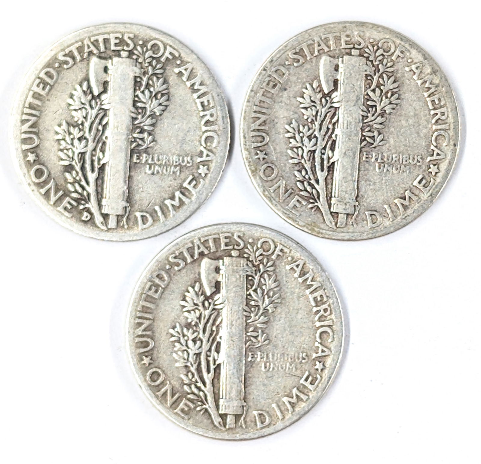 Lot of 3 Silver Mercury Dimes - 1936-D, 1940, 1944 - 2