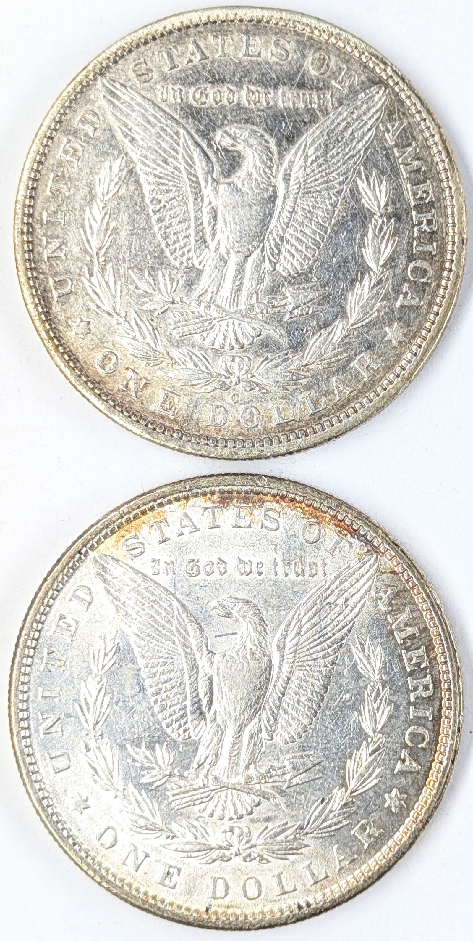 Lot of 2 Morgan Silver Dollars- 1880 O&P - 2
