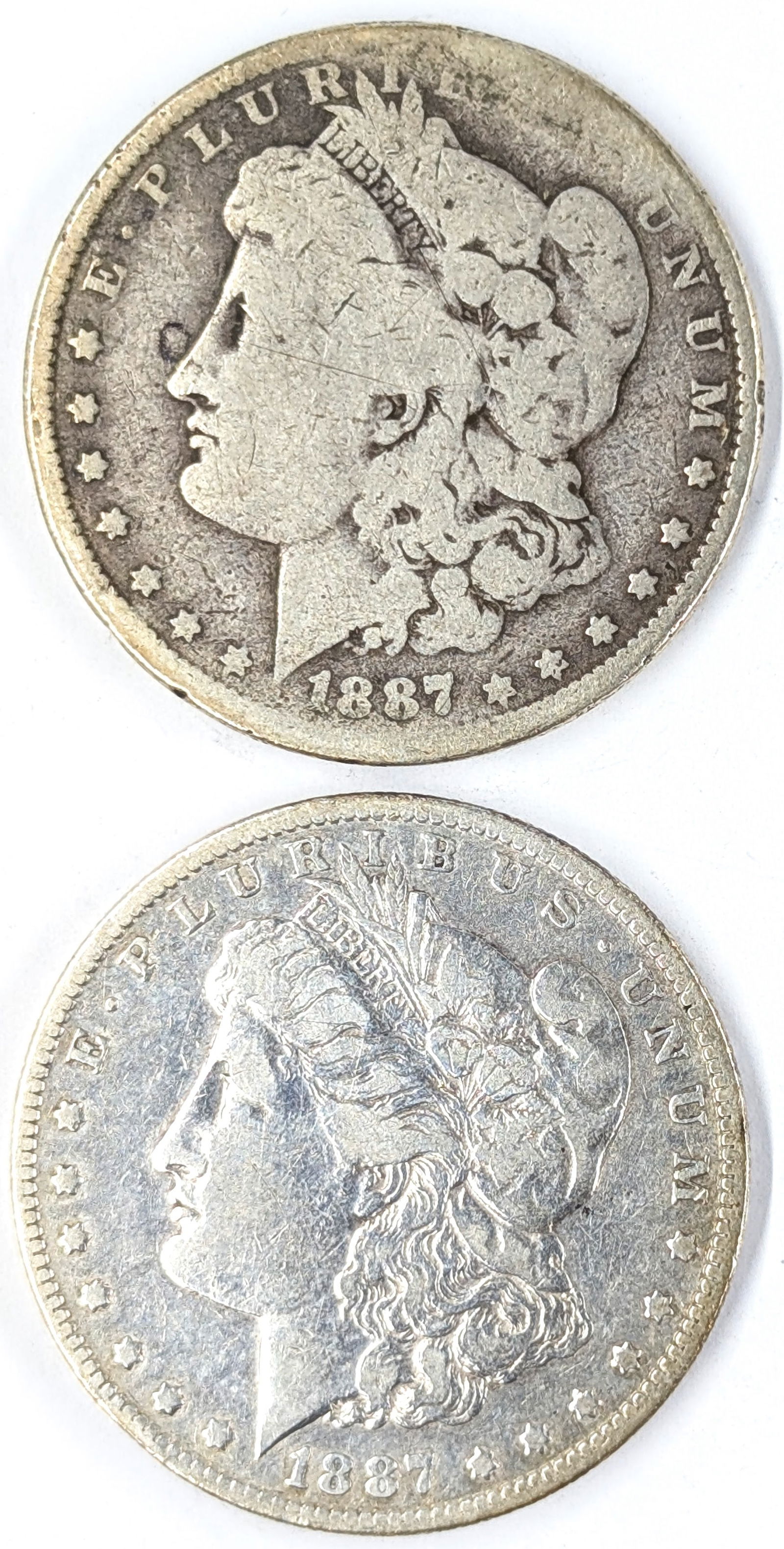 Lot of 2 Morgan Silver Dollars-1887 P&O (1 of 2)