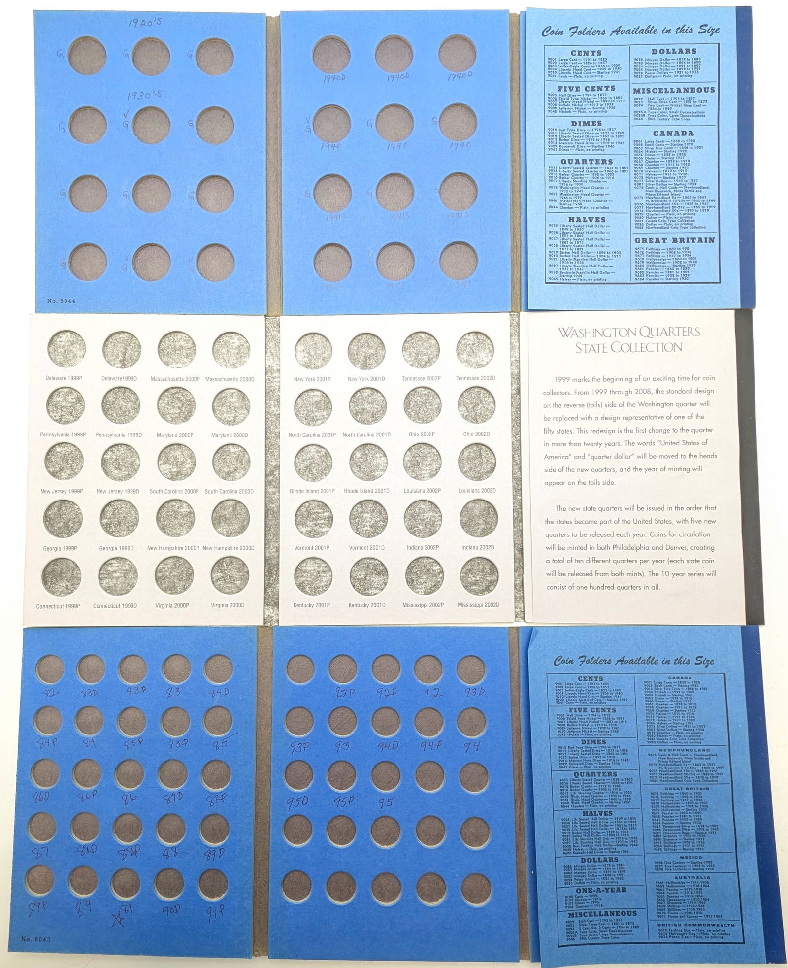 Lot of 3 Coin Books- Quarters, Washington State Quarters, & Dimes - 2
