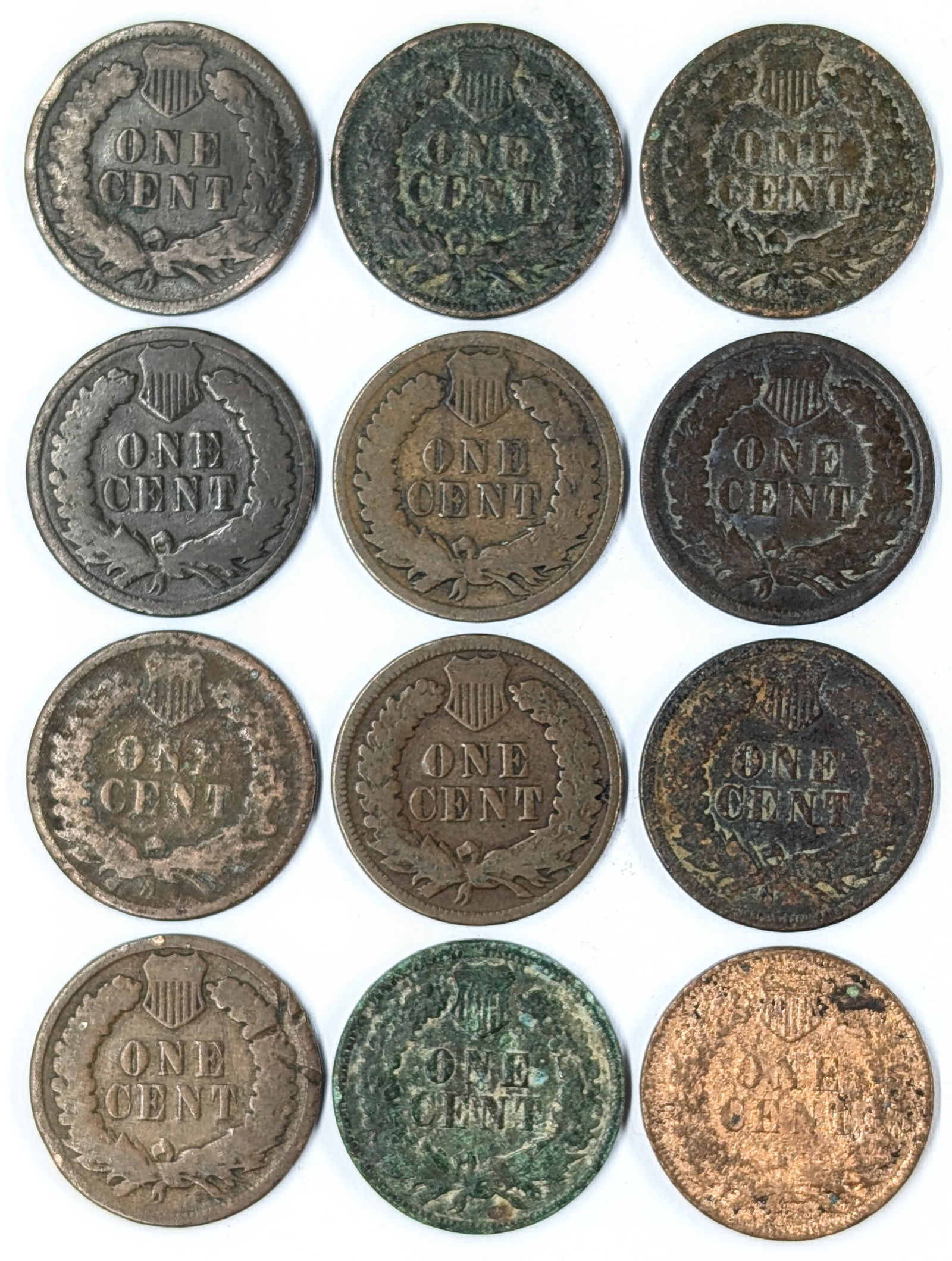 Lot of 12 Indian Head Cents - 1890-1897 - 2