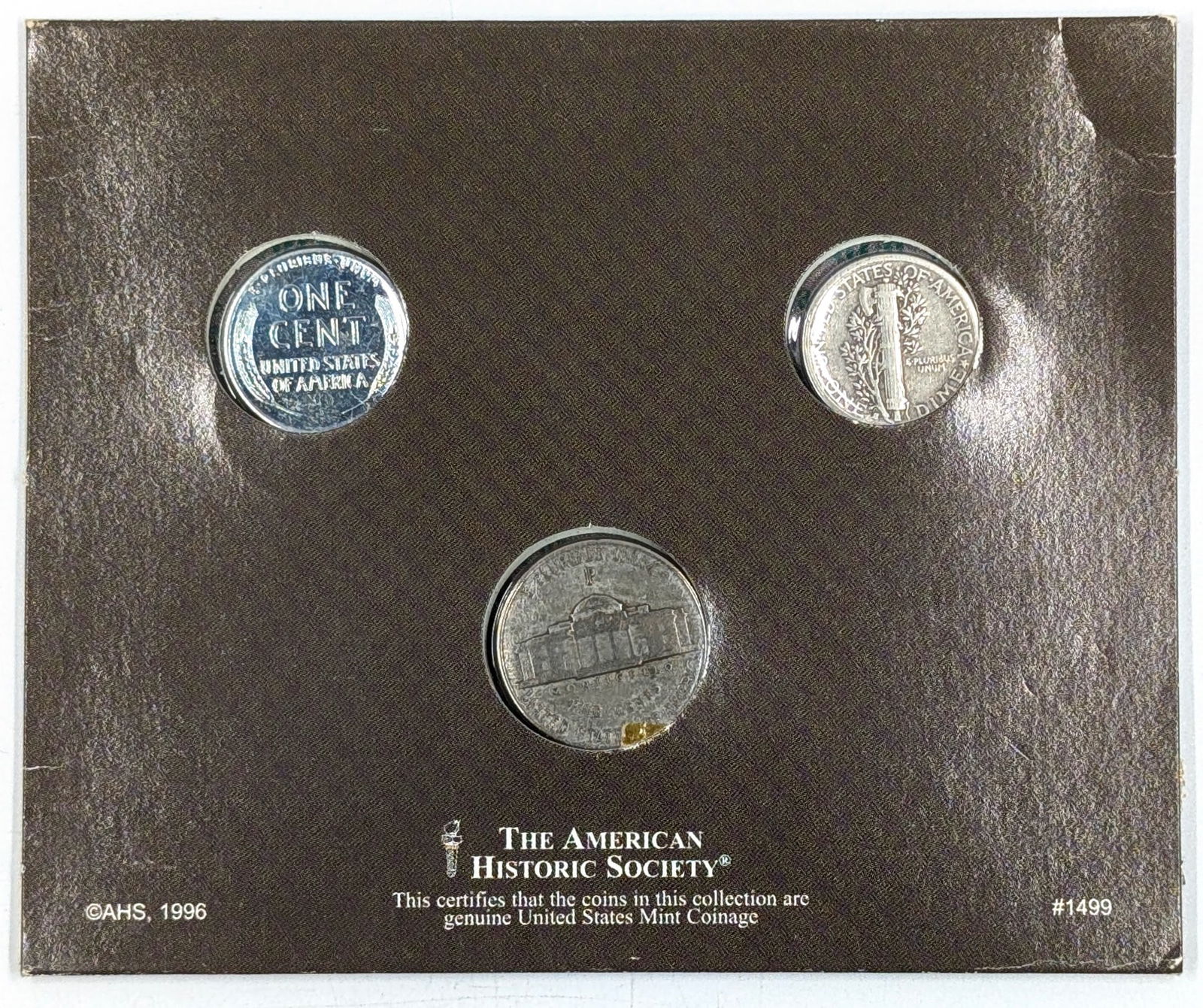 The Patriotic Coins of WWII- 1943 Silver War Nickel, 1943 Steel Cent, & 1938-S Silver Mercury Dime - 2