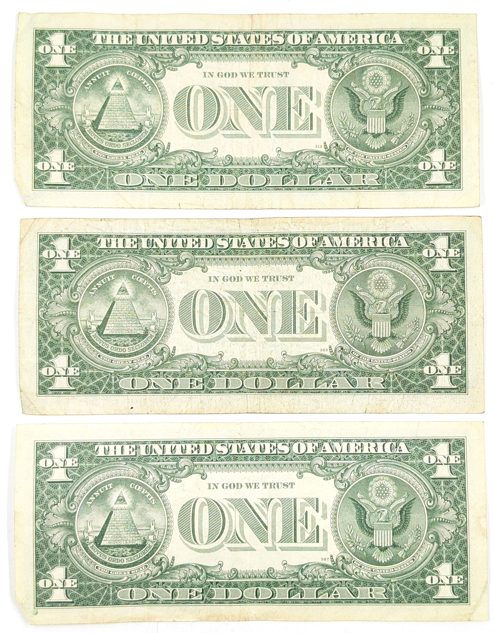 Lot of 3 1957 $1 Notes- Silver Certificates - 2