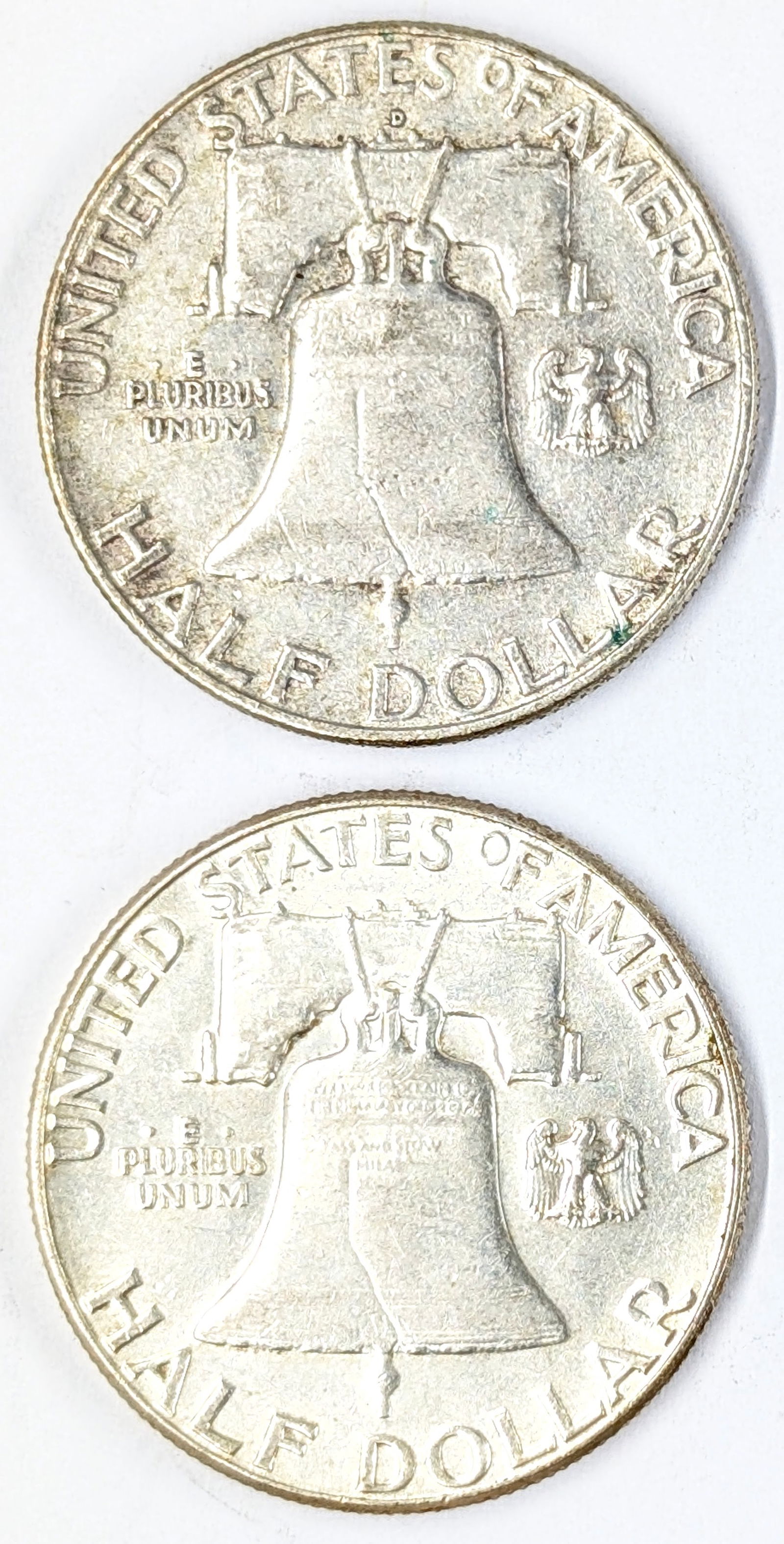 Lot of 2 Silver Franklin Half Dollars- 1962 D&P - 2