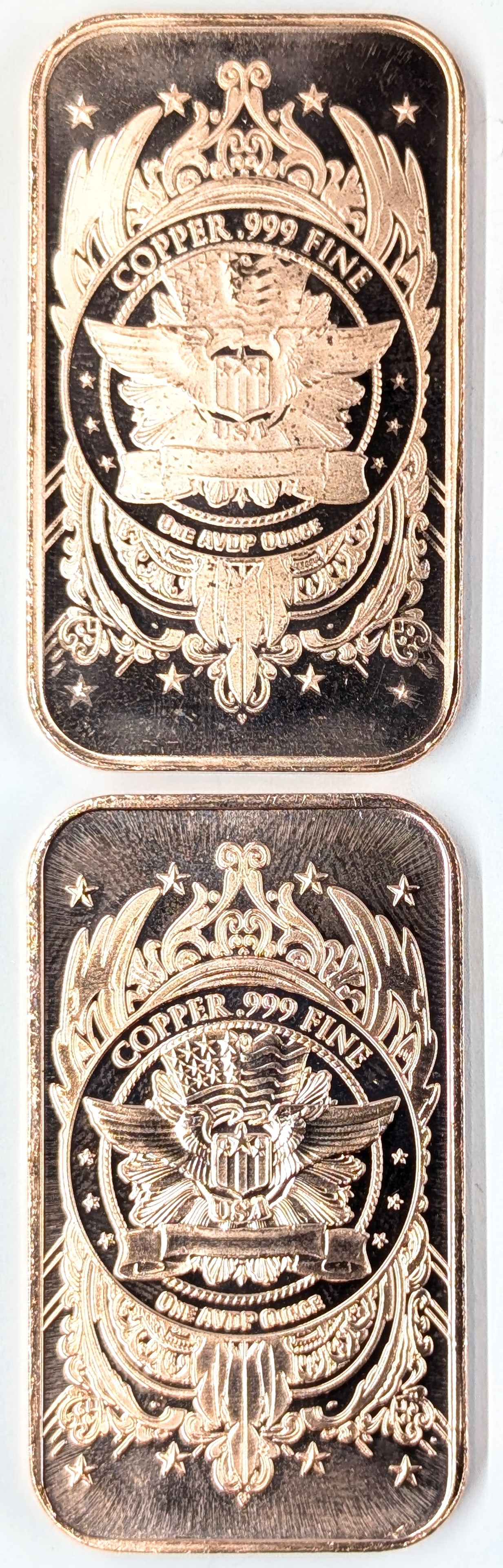 Lot of 2 1 Ounce Fine .999 Copper Bars- Liberty - 2