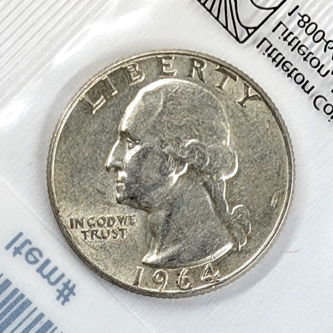 Littleton Coin Co. 1964 Silver Washington Quarter- Average Circulated - 2