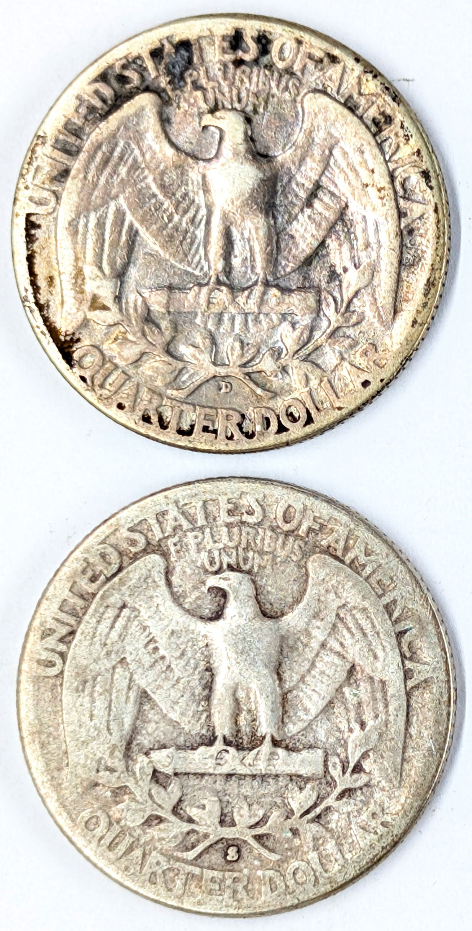Lot of 2 Silver Washington Quarters - 1952-D, 1953-S - 2